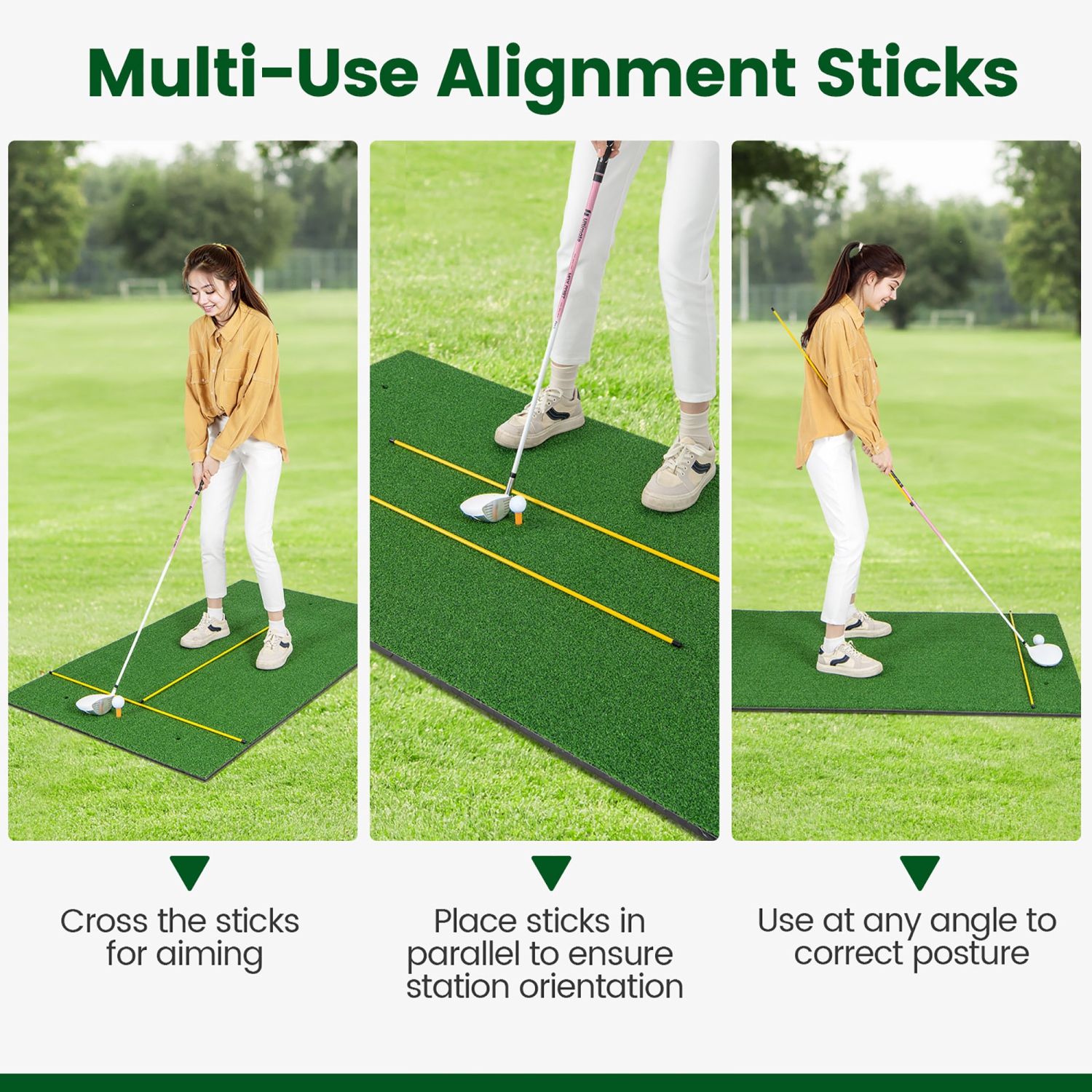 Gymax 5 x 3 FT Golf Hitting Mat Artificial Indoor Outdoor Turf Golf Training Mat 27 mm