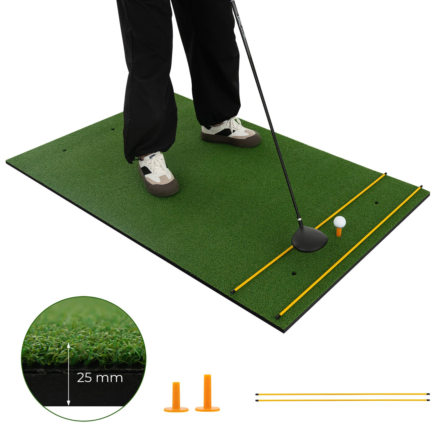 Gymax 5 x 3 FT Golf Hitting Mat Artificial Indoor Outdoor Turf Golf Training Mat 25 mm