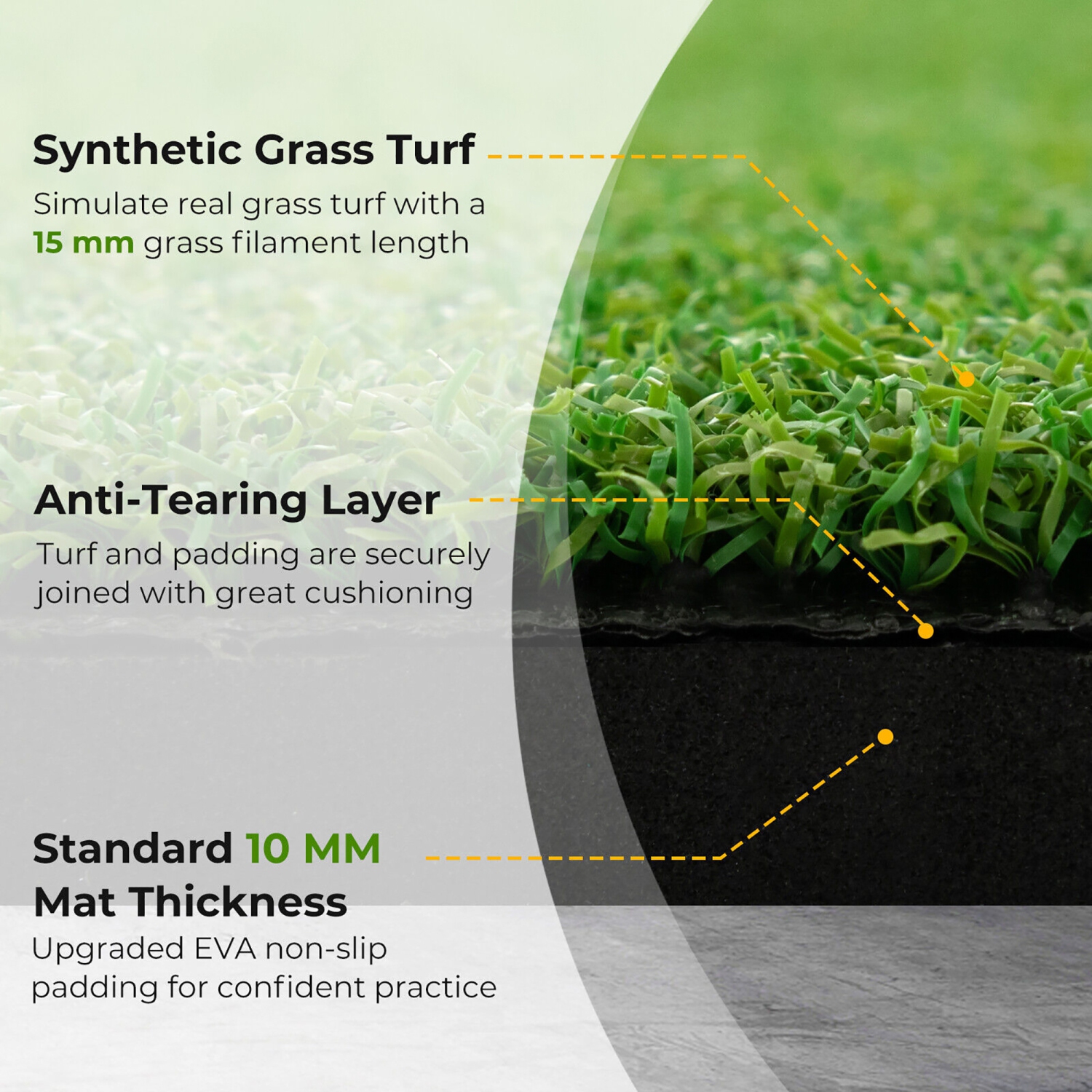 Gymax 5 x 3 FT Golf Hitting Mat Artificial Indoor Outdoor Turf Golf Training Mat 25 mm