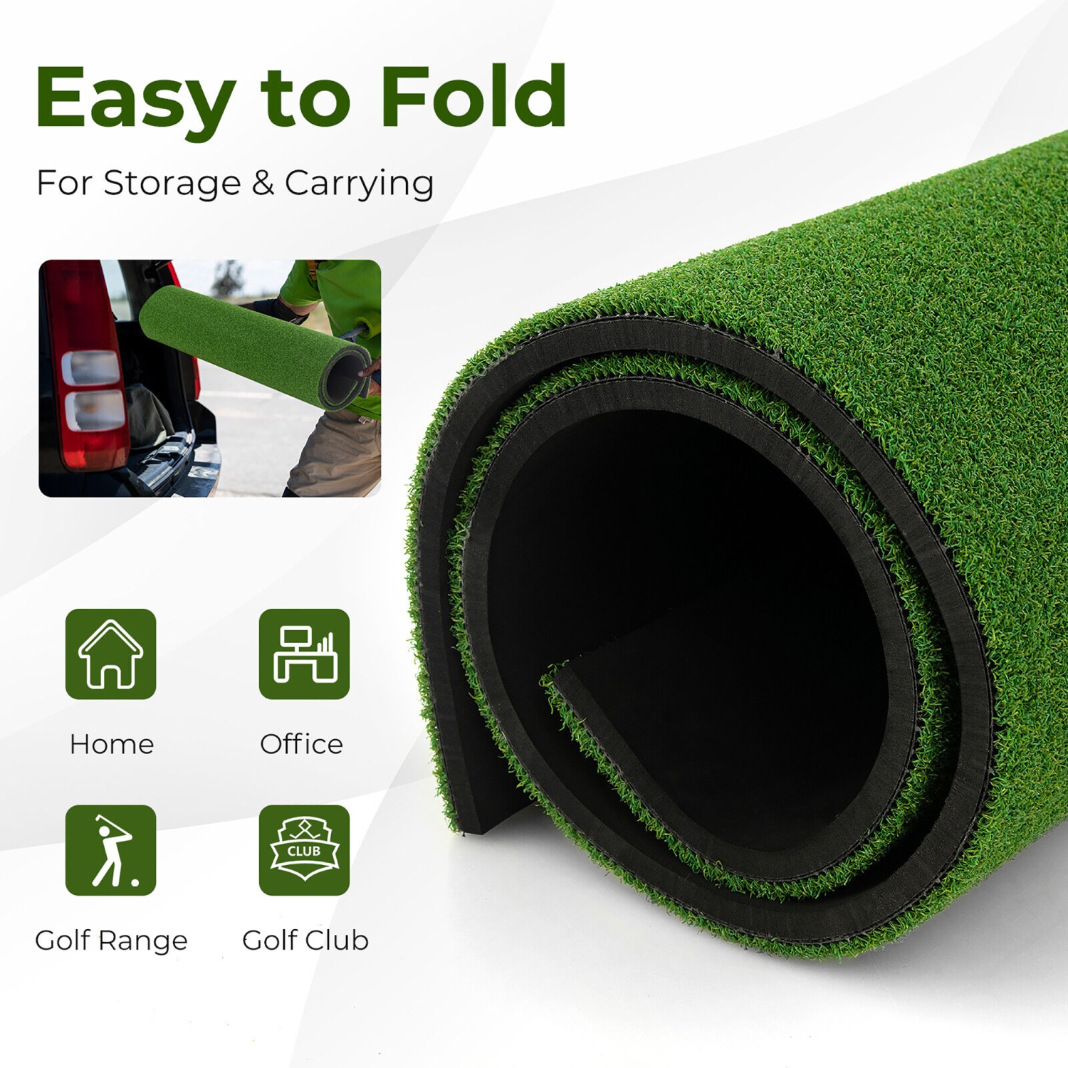 Gymax 5 x 3 FT Golf Hitting Mat Artificial Indoor Outdoor Turf Golf Training Mat 25 mm