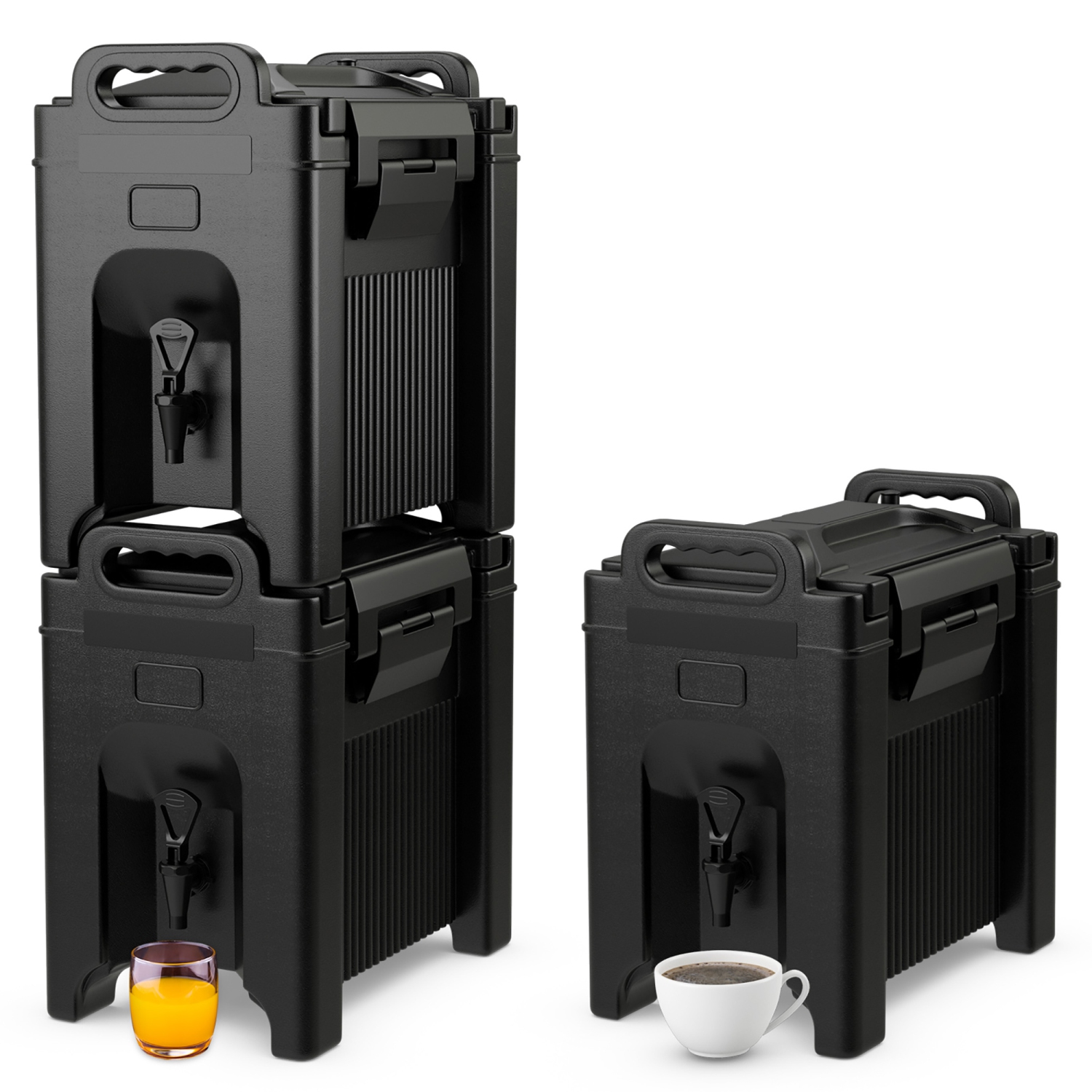 Gymax 3 Pack Insulated Beverage Dispenser 2.5 Gallon Hot & Cold Drink w/ Handles