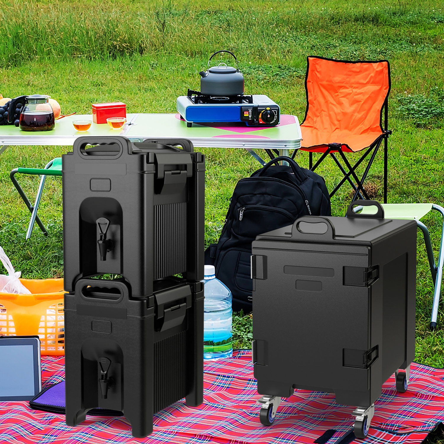 Gymax 3 Pack Insulated Beverage Dispenser 2.5 Gallon Hot & Cold Drink w/ Handles