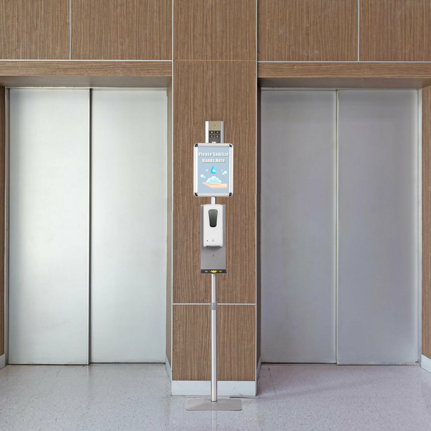 Gymax Automatic Soap Dispenser Touchless Sanitizing Station w/ Sign Board