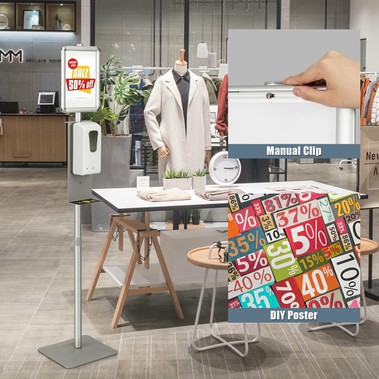 Gymax Automatic Soap Dispenser Touchless Sanitizing Station w/ Sign Board