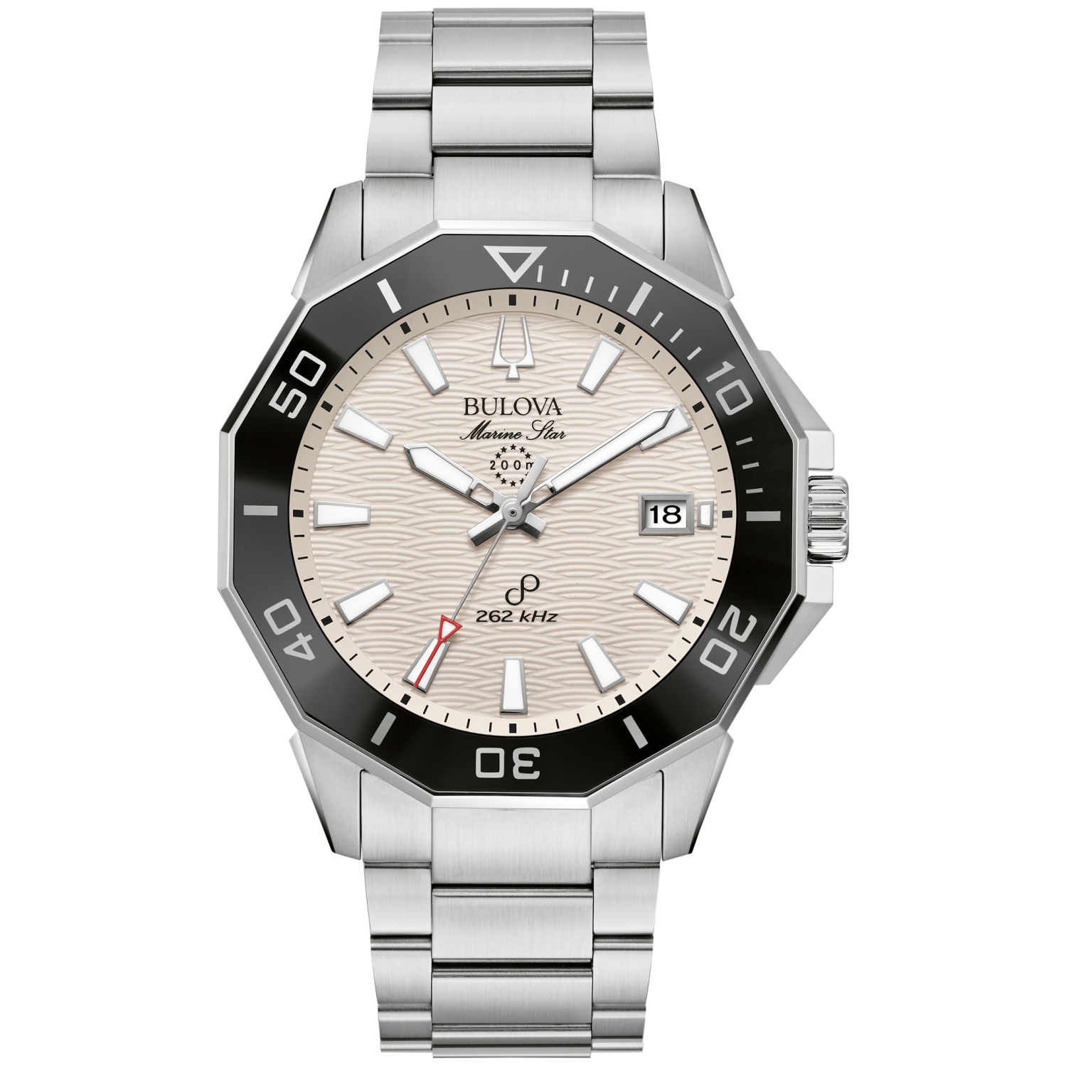 Bulova Mens Marine Star Precisionist Watch 43mm Silver-Tone Stainless Steel Case and Bracelet with White Dial