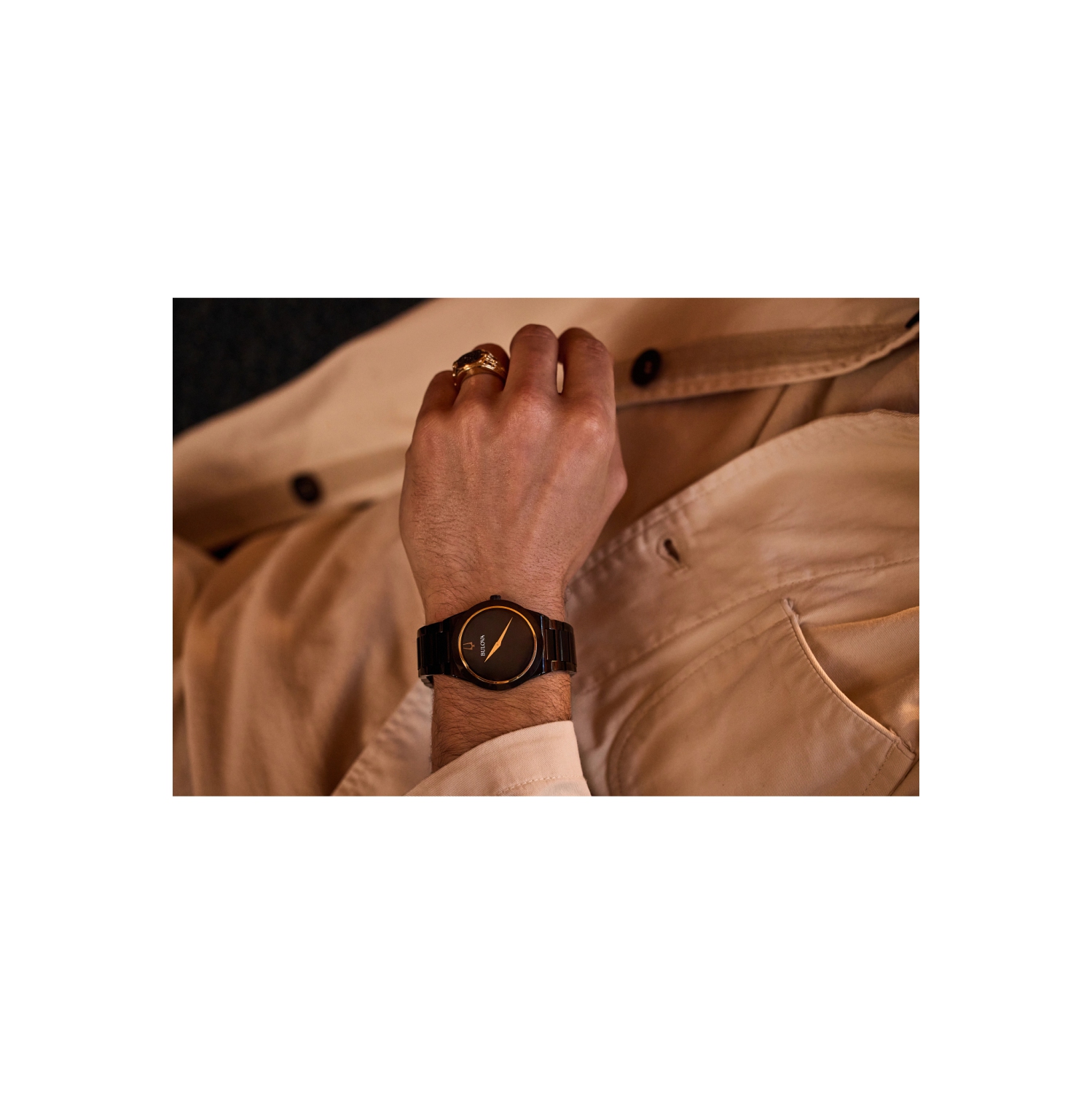 Bulova Mens Millennia Quartz Watch 41mm Black Stainless Steel Case and Bracelet with Black Dial