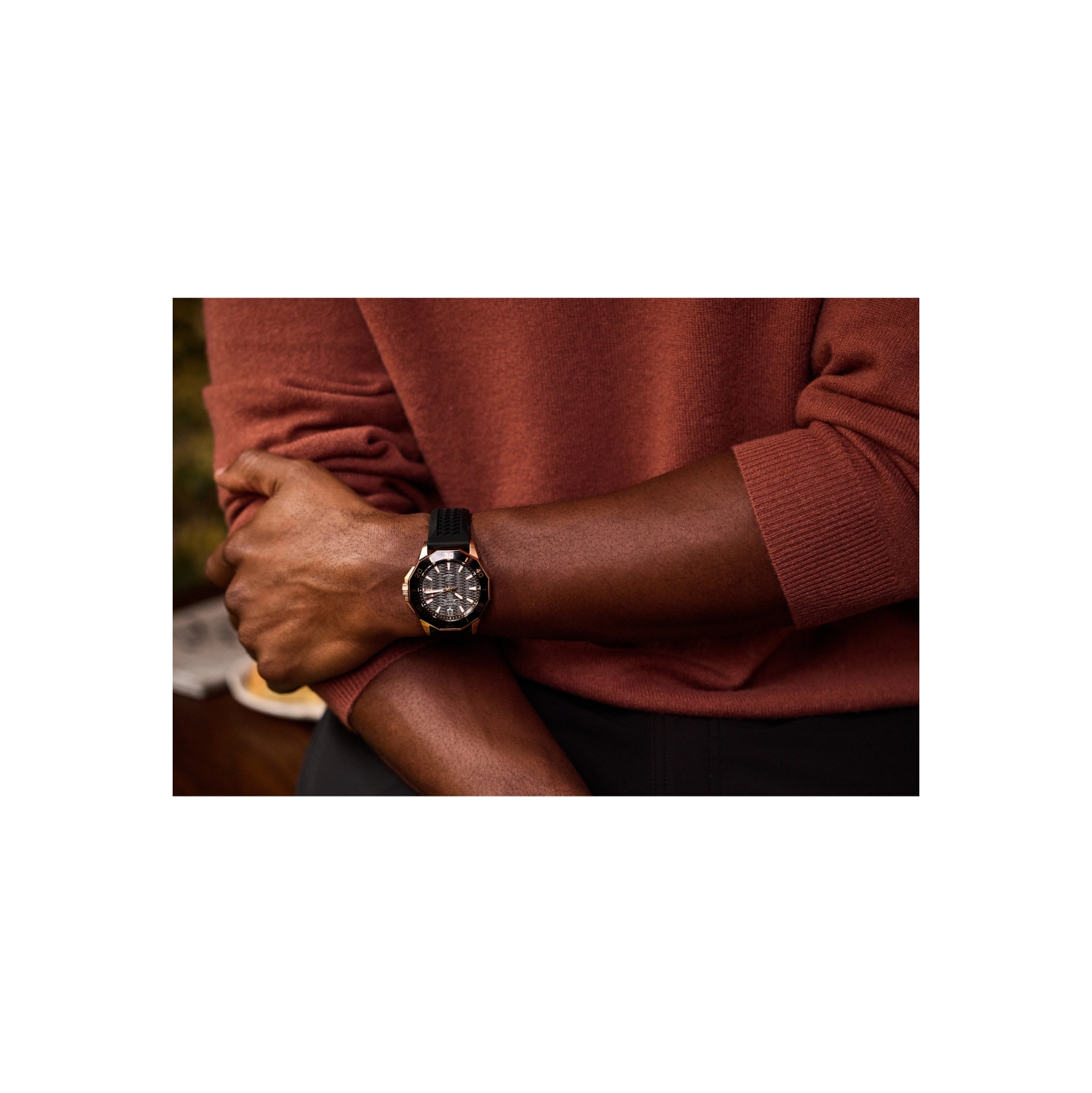 Bulova Mens Marine Star Precisionist Watch 43mm Rose Gold-Tone Stainless Steel Case Black Silicone Strap with Brown Dial