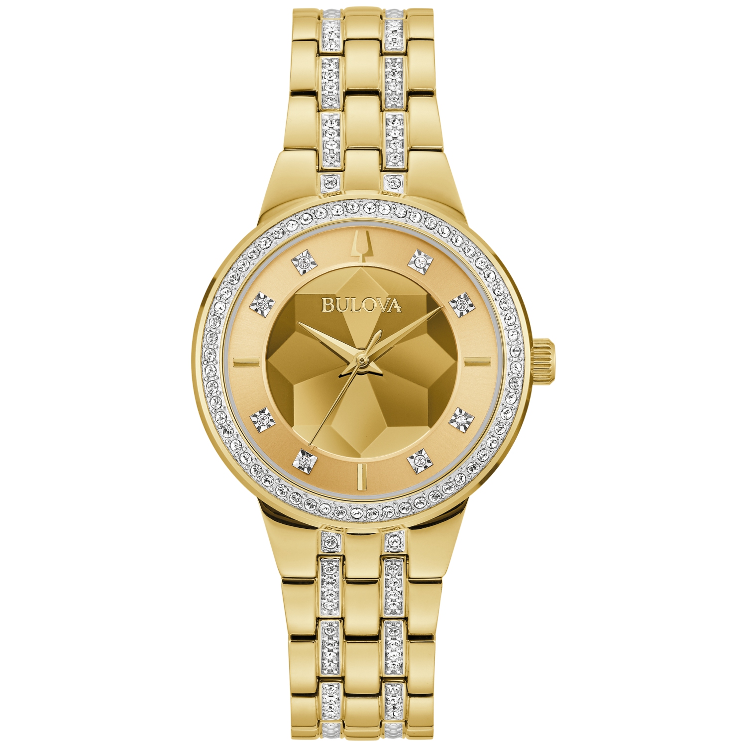 Montre à quartz pour femmes Phantom 32,5&nbsp;mm de Bulova avec boîtier et bracelet en acier inoxydable doré et cadran champagne