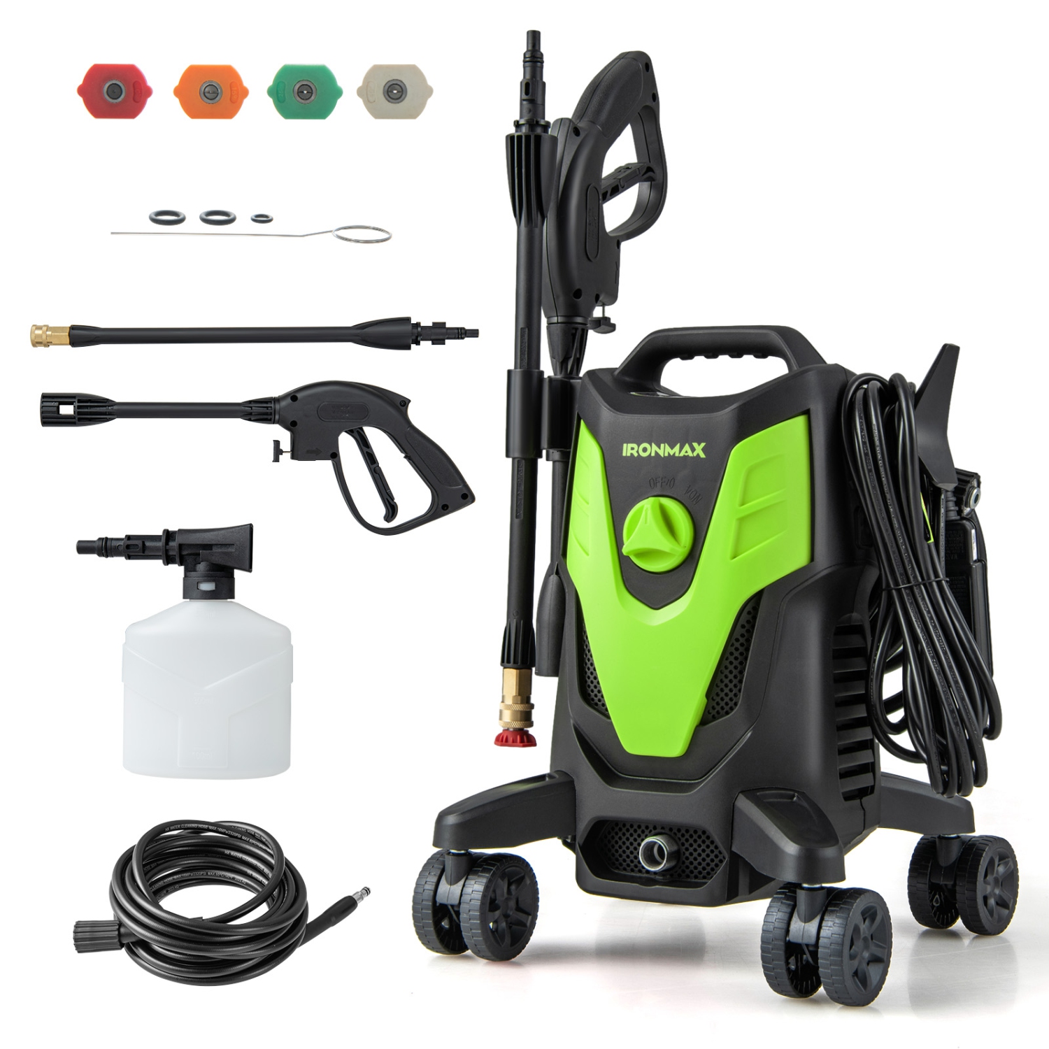 Ironmax 2400 PSI High Pressure Cleaner Machine Electric Pressure Washer with 4 Wheels