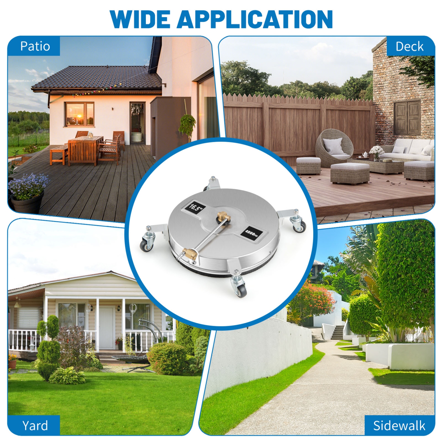 Costway 16.5" Pressure Washer Surface Cleaner Stainless Steel Surface Cleaner Attachment