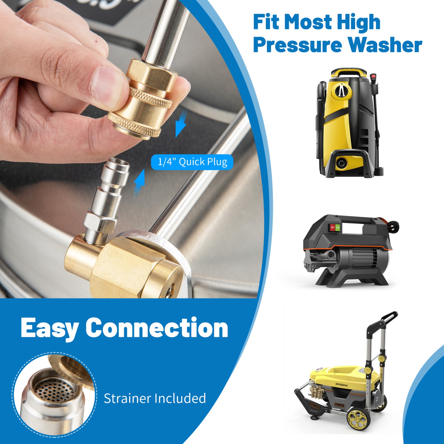 Costway 16.5" Pressure Washer Surface Cleaner Stainless Steel Surface Cleaner Attachment