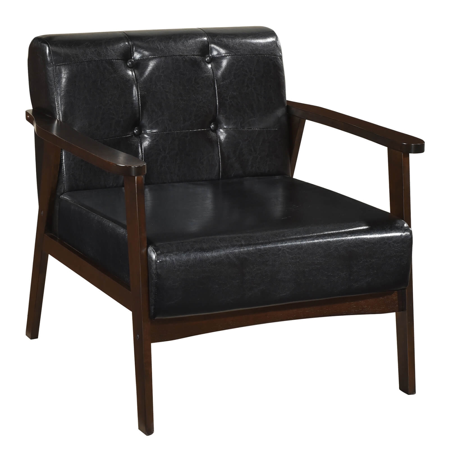 Costway Mid Century Accent Chair Tufted Reading Armchair Solid Rubber Wood