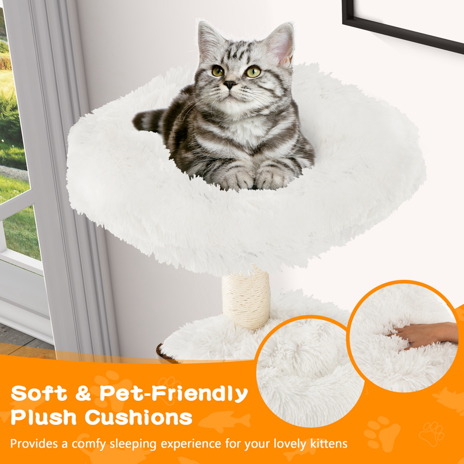 Costway Wooden Cat Tree 71" 7-Layer Cat Tower with Sisal Scratching Posts Perch & Cushions