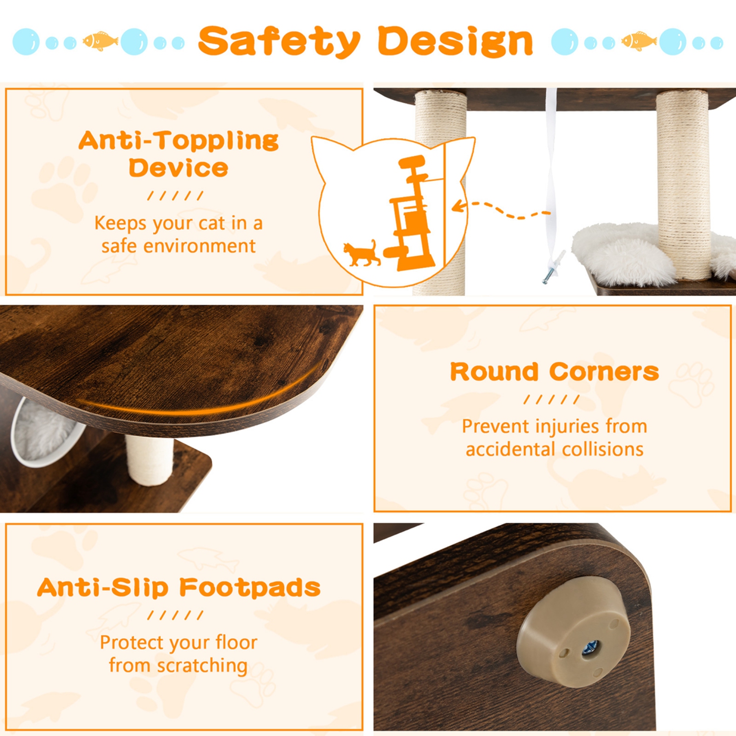 Costway Wooden Cat Tree 71" 7-Layer Cat Tower with Sisal Scratching Posts Perch & Cushions