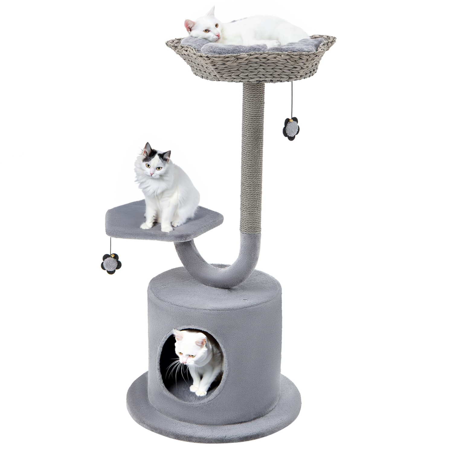 Costway 42" Cat Tree Tower 3-Layer Activity Center with Scratching Post Condo & 2 Perches