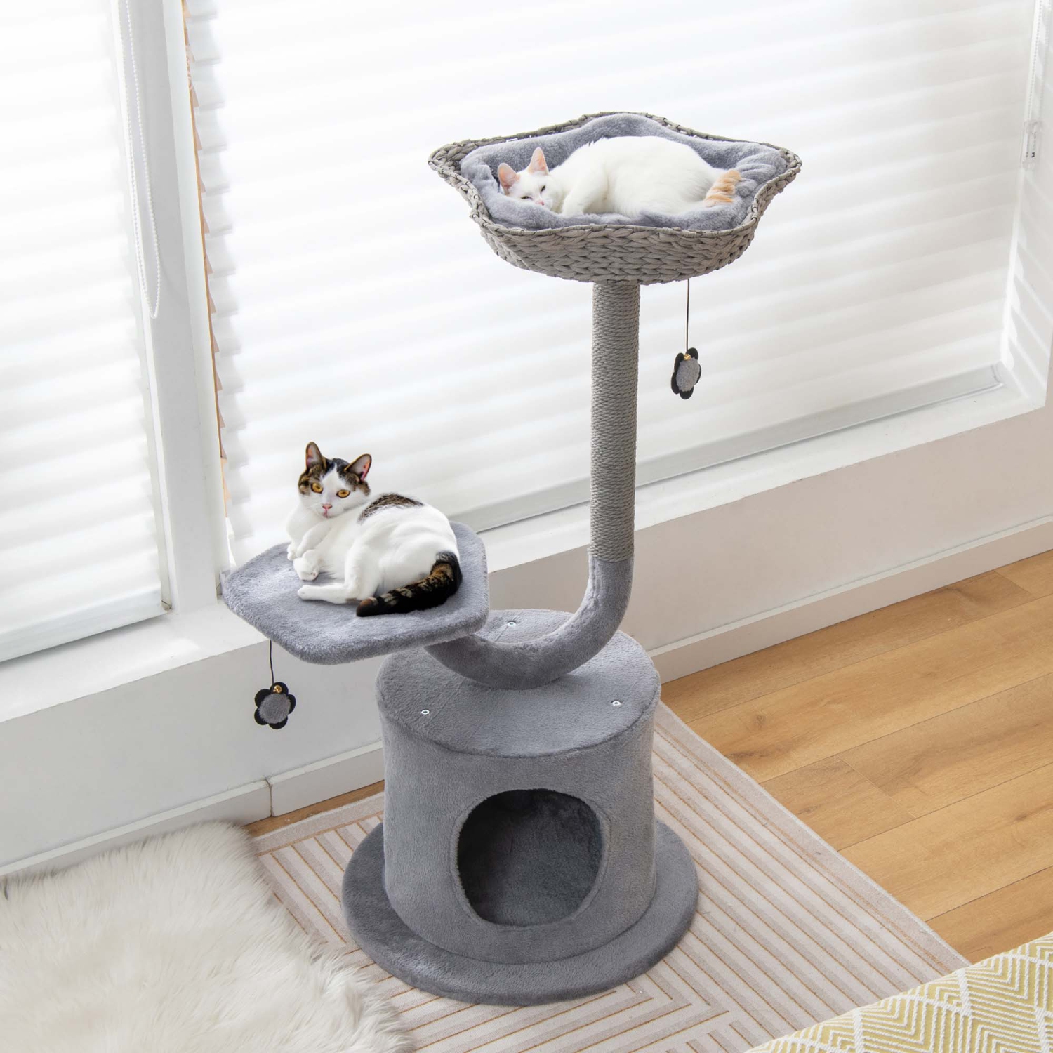 Costway 42" Cat Tree Tower 3-Layer Activity Center with Scratching Post Condo & 2 Perches