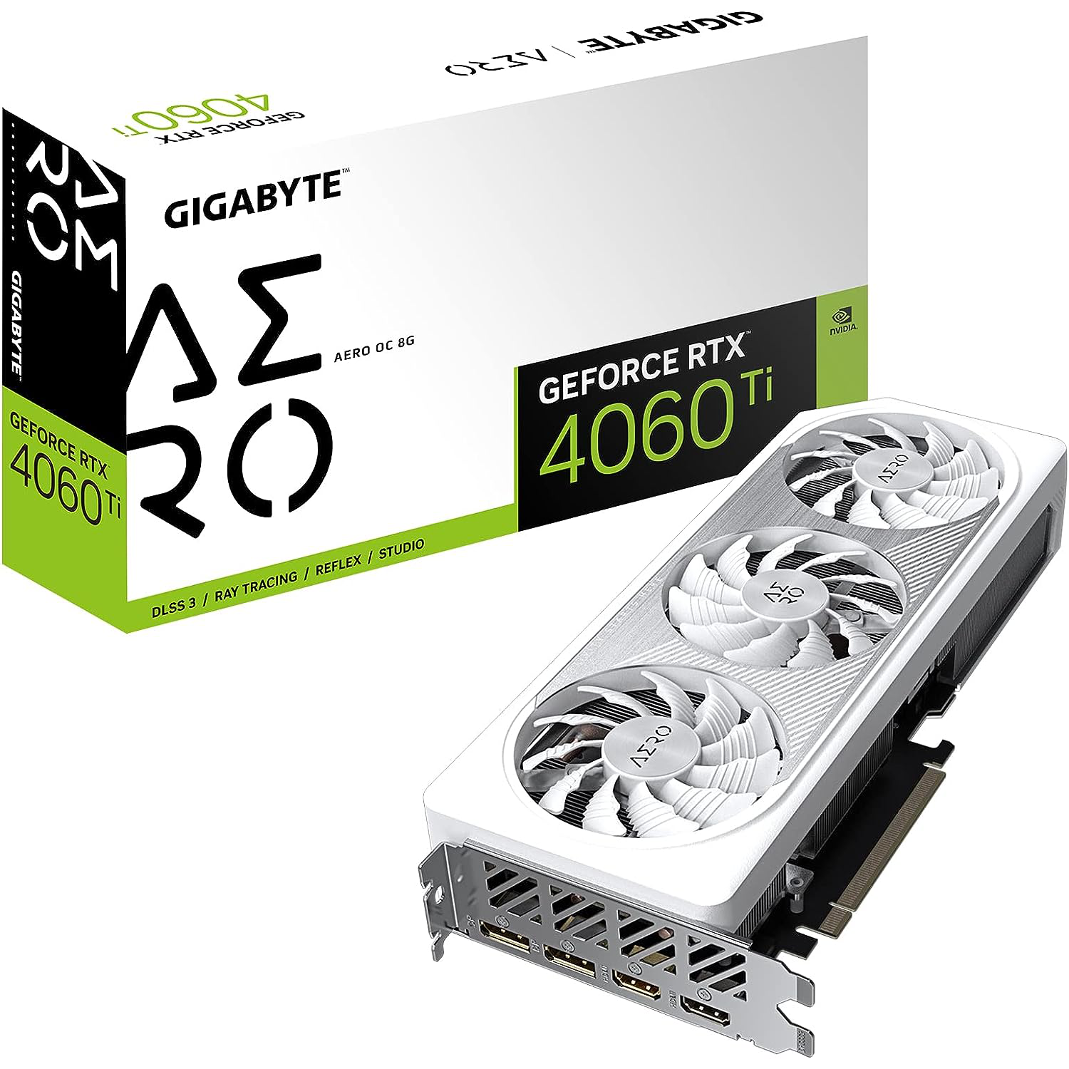 Gigabyte GeForce RTX 4060 Ti AERO OC 8G Graphics Card, 3X WINDFORCE Fans, 8GB 128-bit GDDR6, GV-N406TAERO OC-8GD Video Card