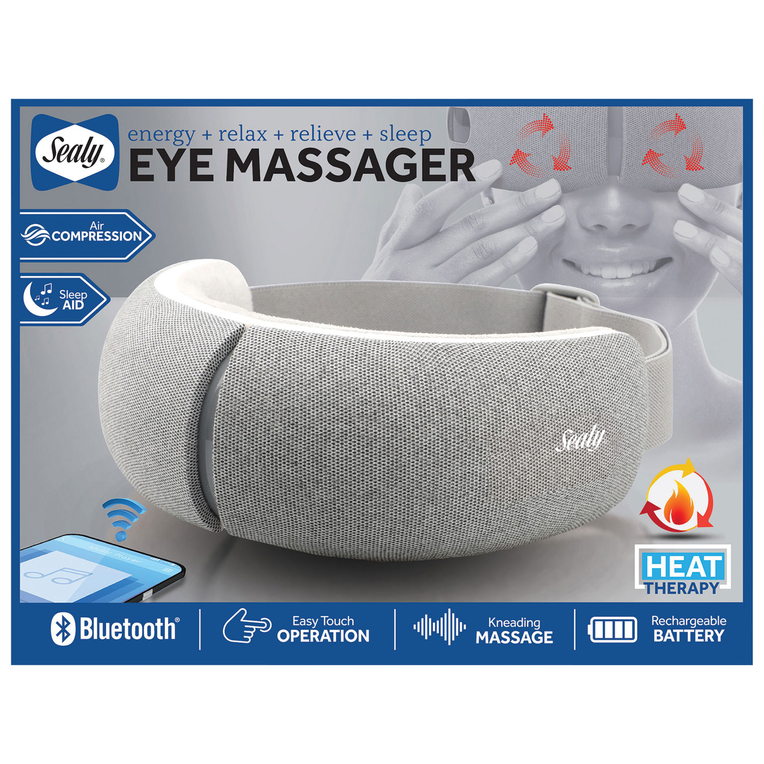 Sealy Eye Massager with Heat - Grey