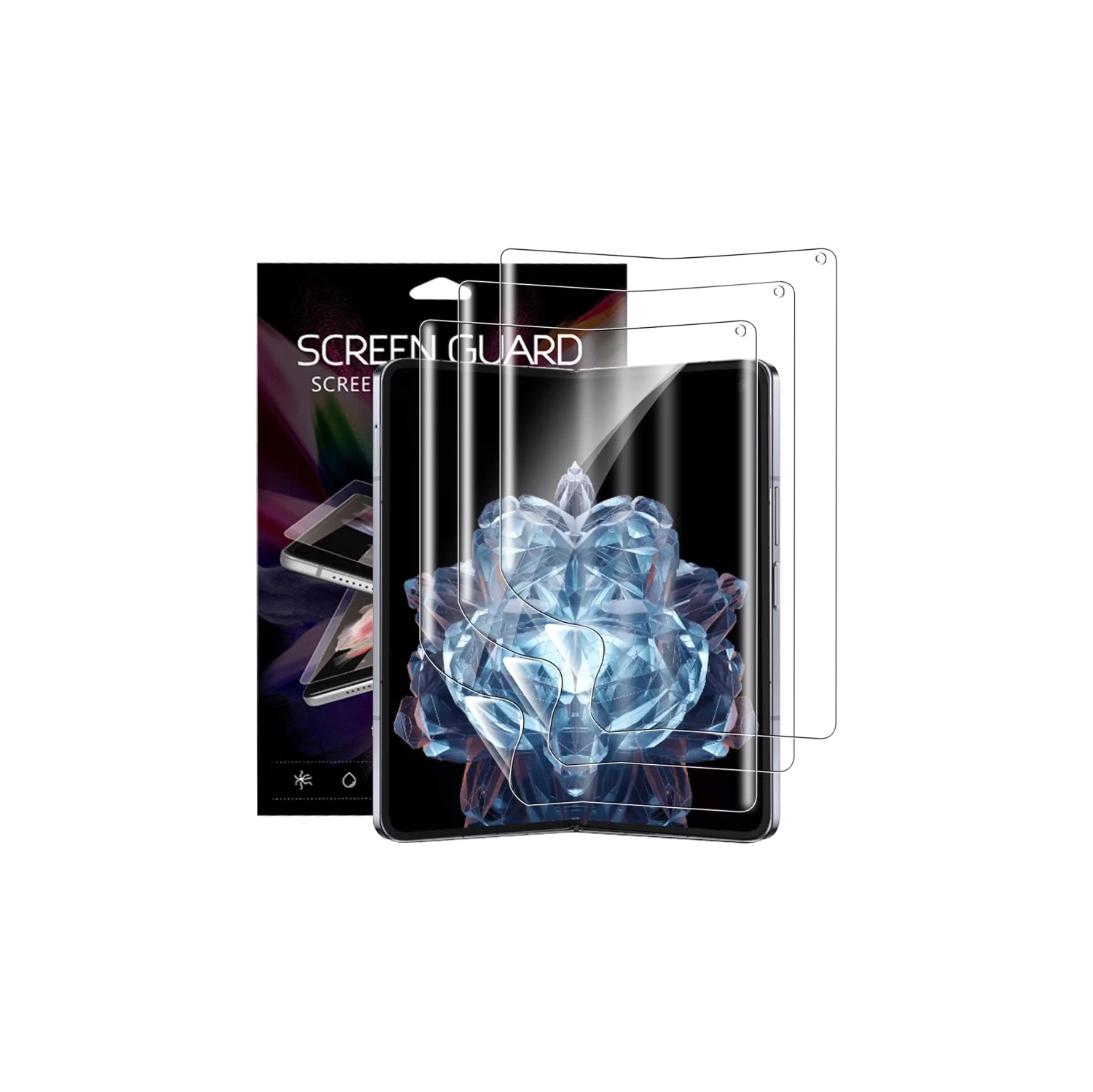 Screen Protector for OnePlus Open, 3 Pack Flexible Soft TPU Full Coverage 3D Curved Edge Elastic Screen Protector Cover HD Clear Anti-Scratch