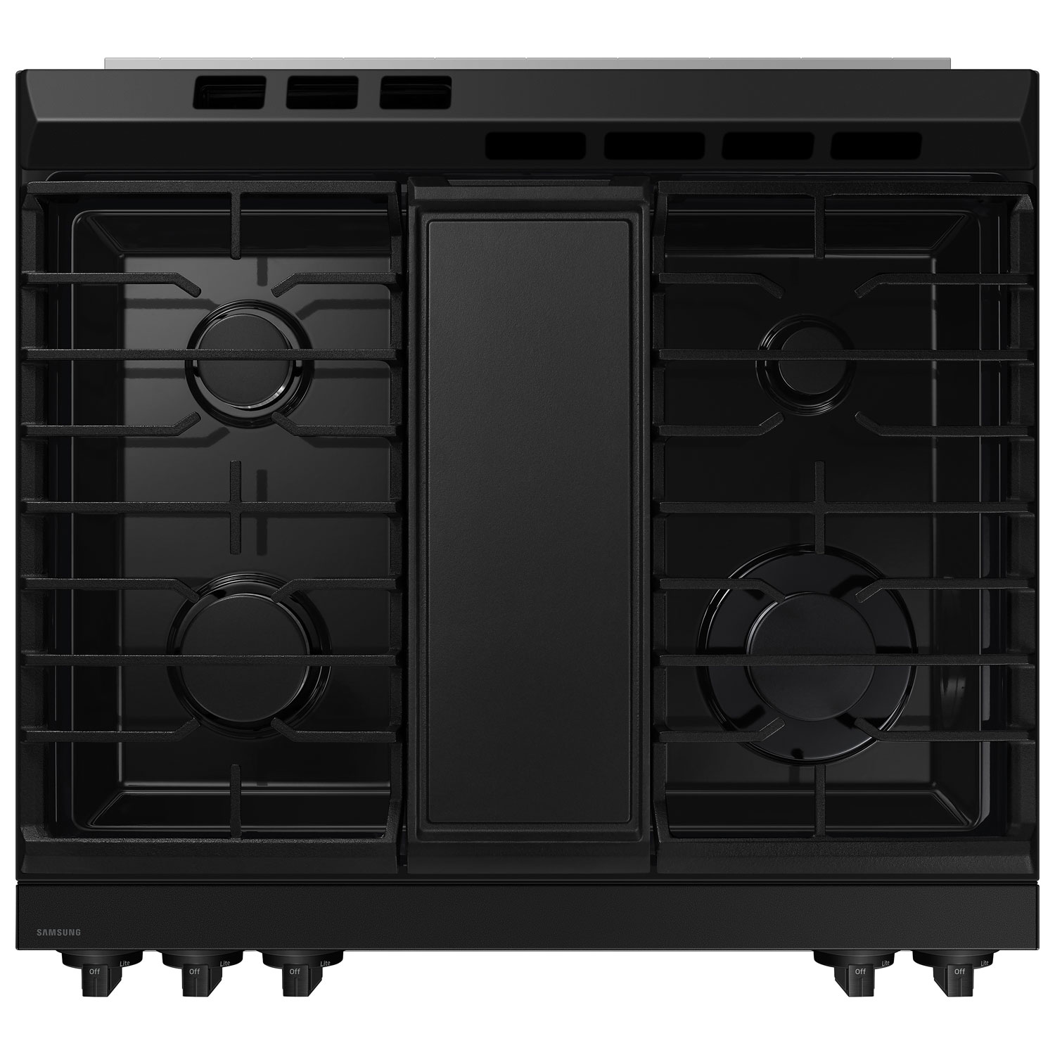 Cuisinière à gaz encastrable à 5 brûleurs et ventilateur à convection 30 po 6 pi³ BESPOKE de Samsung - Acier inoxydable noir mat