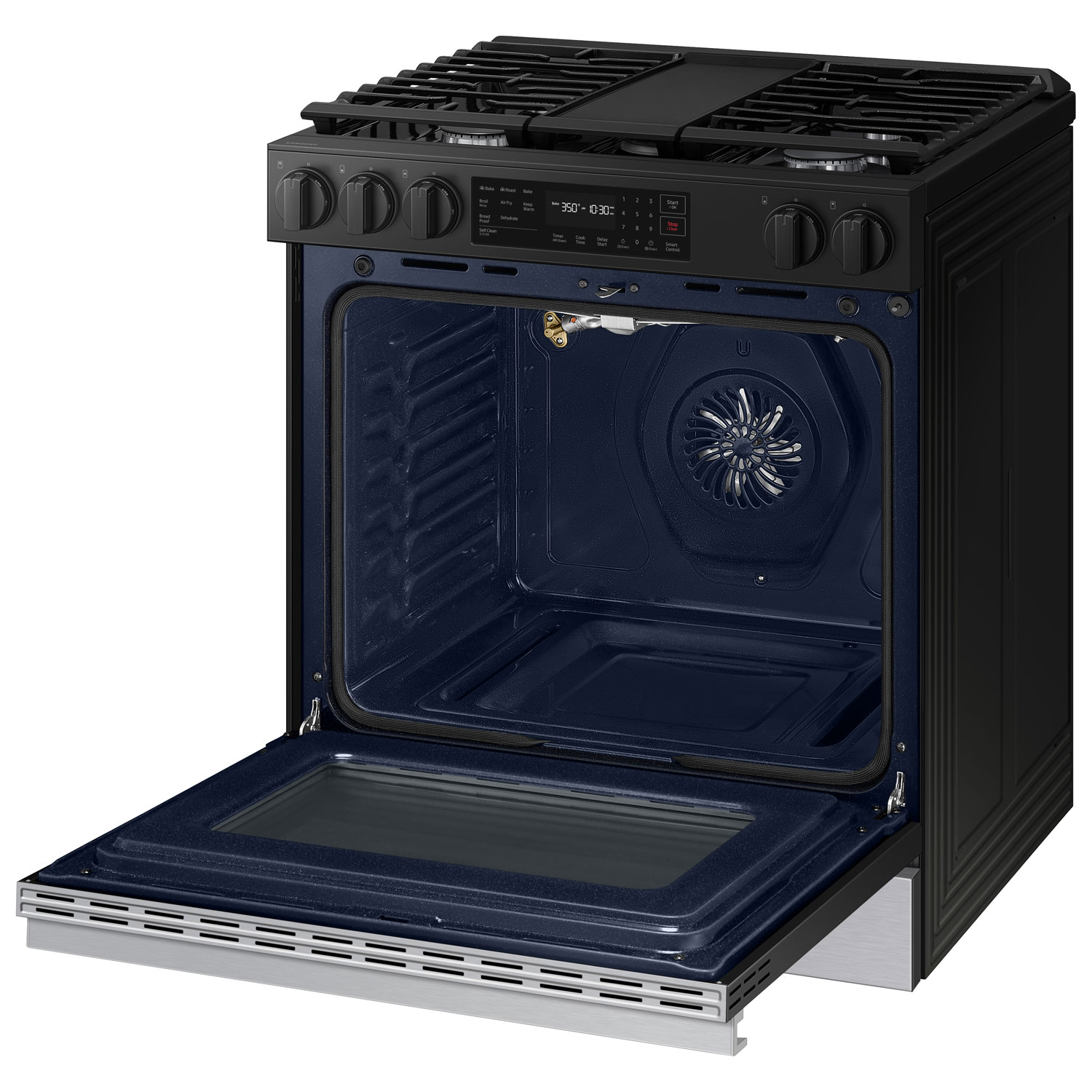 Cuisinière à gaz encastrable à 5 brûleurs et ventilateur à convection 30 po 6 pi³ BESPOKE de Samsung - Acier inoxydable noir mat