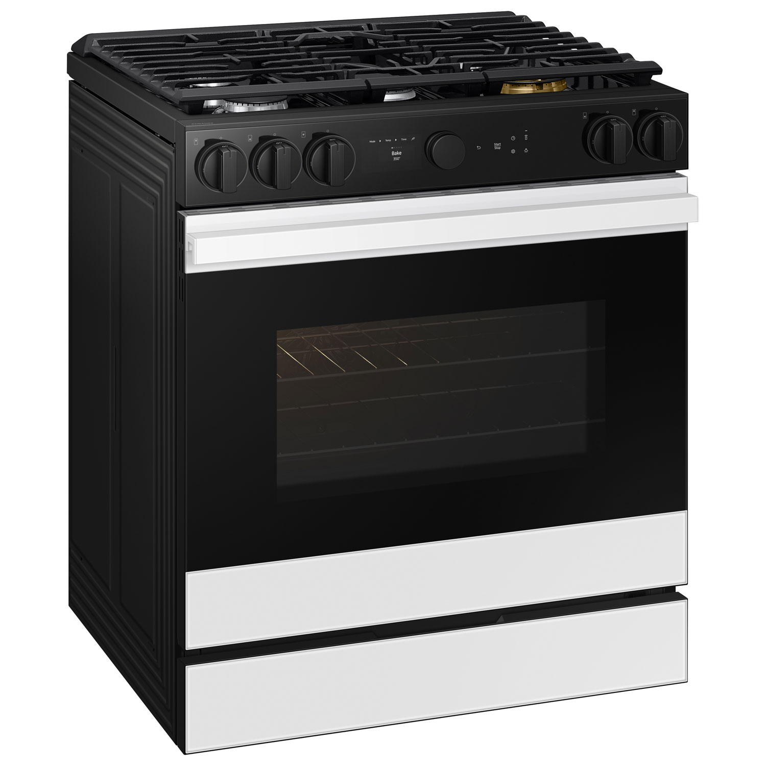 Cuisinière à gaz encastrable 5 brûleurs convection véritable 6 pi³ 30 po BESPOKE de Samsung - Verre blanc