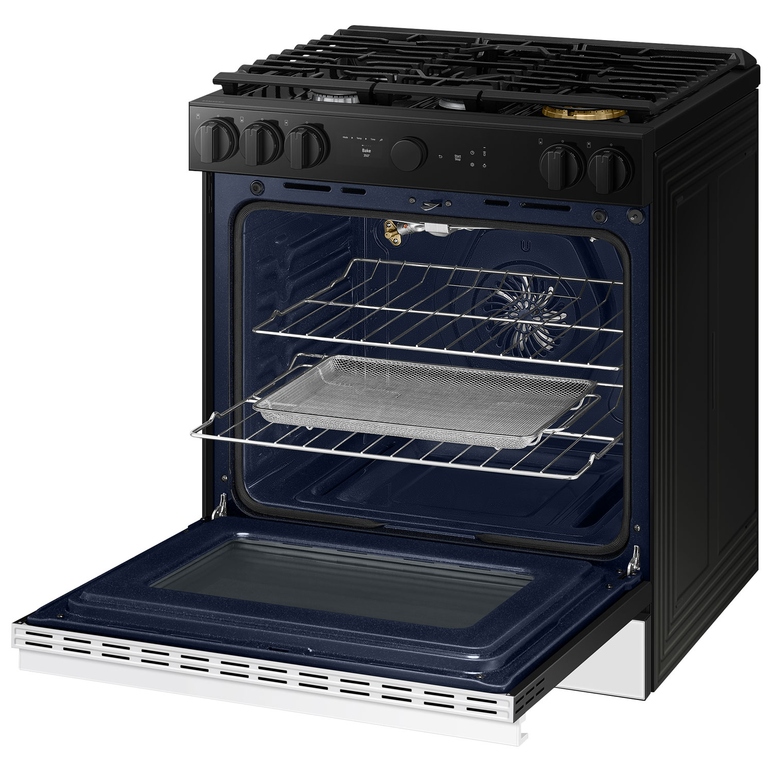 Cuisinière à gaz encastrable 5 brûleurs convection véritable 6 pi³ 30 po BESPOKE de Samsung - Verre blanc