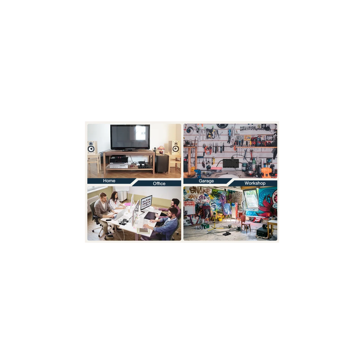 Surge Protector Power Bar - 22 Outlets, 6 USB Ports, Mountable Flat Plug Strip, 2100 Joules, 6.5Ft Cord - Home, Office, Dorm