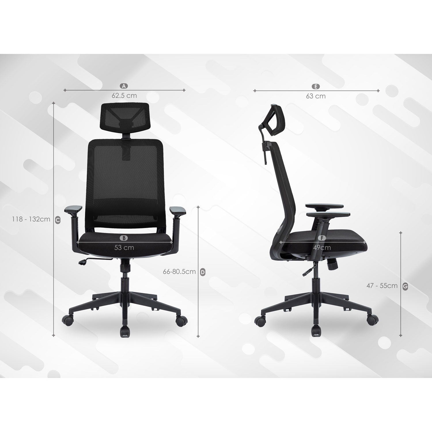 Fauteuil de bureau en filet ergonomique avec appuie-tête Expert de Naz - Noir