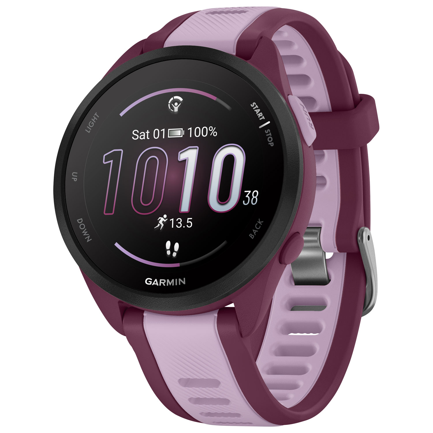 Garmin Forerunner 165 Music 45mm Bluetooth Running Smartwatch - Medium / Large - Berry/Lilac