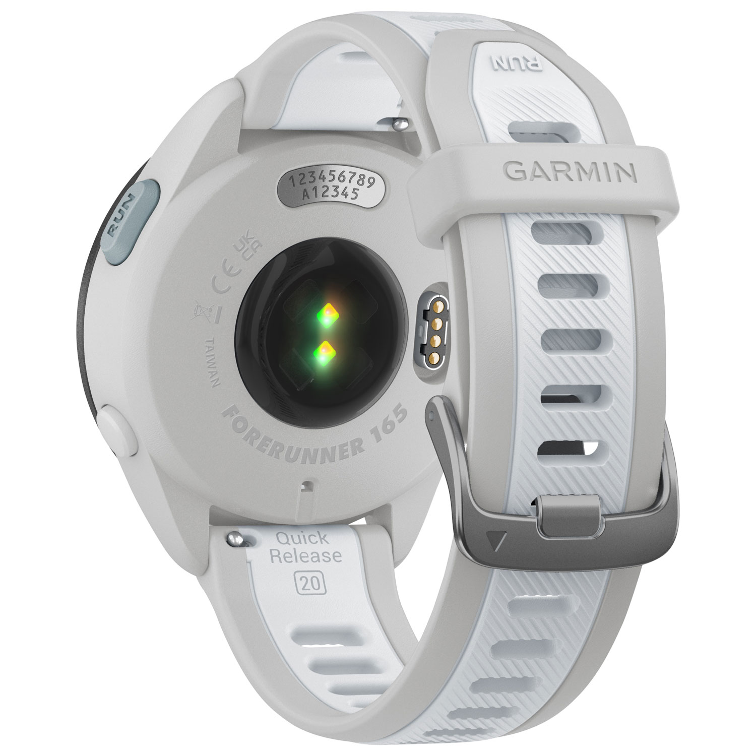 Garmin Forerunner 165 Music 45mm GPS Watch with Heart Rate Monitor - Medium  / Large - Mist Grey/Whitestone