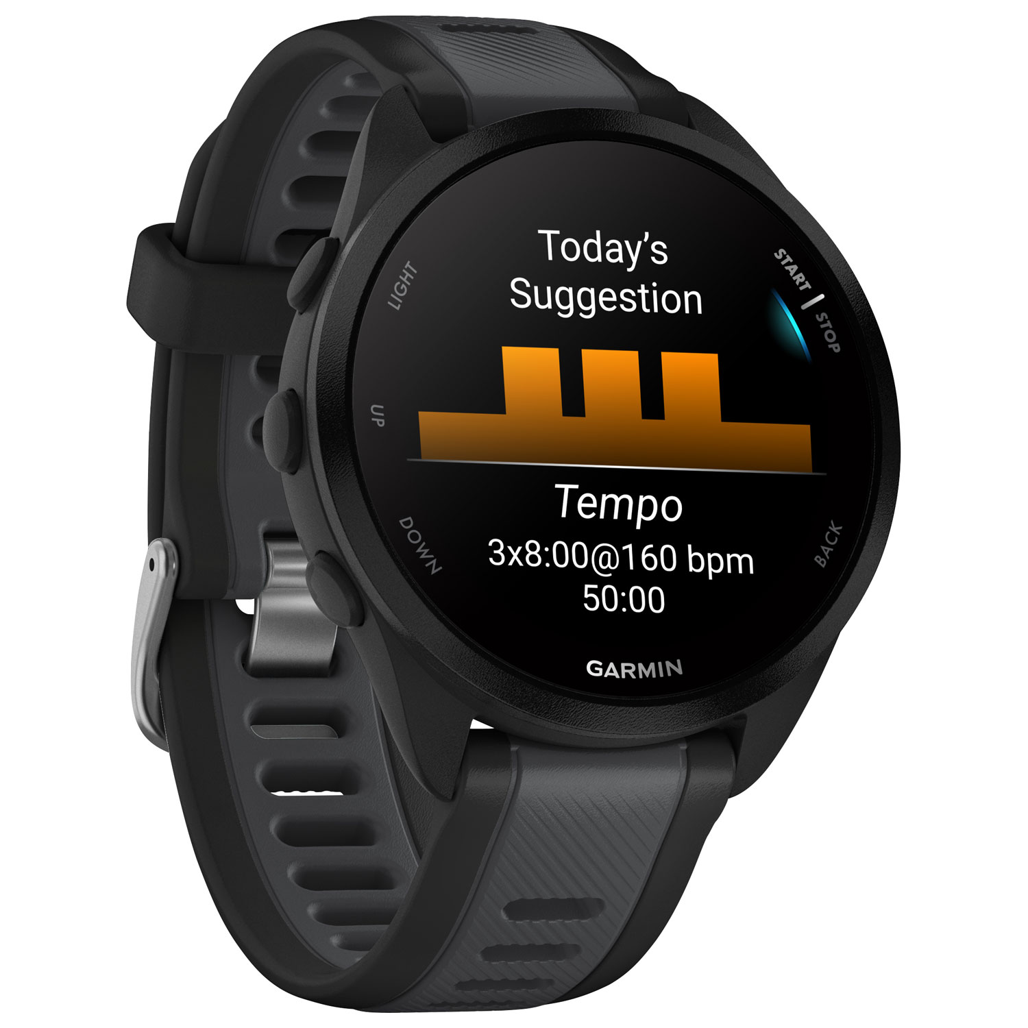 Montre intelligente Bluetooth de 45 mm Forerunner 165 de Garmin pour la course - Moyen/Grand - Noir/Gris ardoise