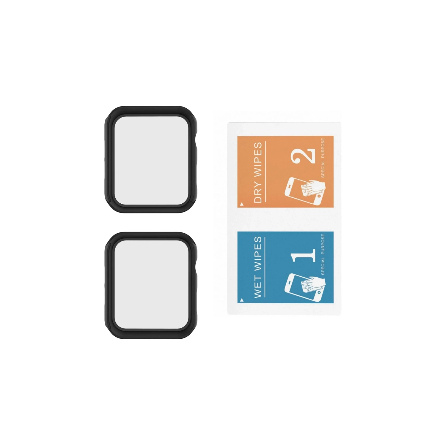 2-Pack Black Hard PC Case with Tempered Glass Screen Protector for Apple Watch Series 6, SE, 5, 4