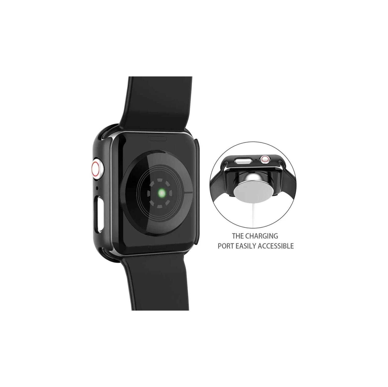 2-Pack Black Hard PC Case with Tempered Glass Screen Protector for Apple Watch Series 6, SE, 5, 4