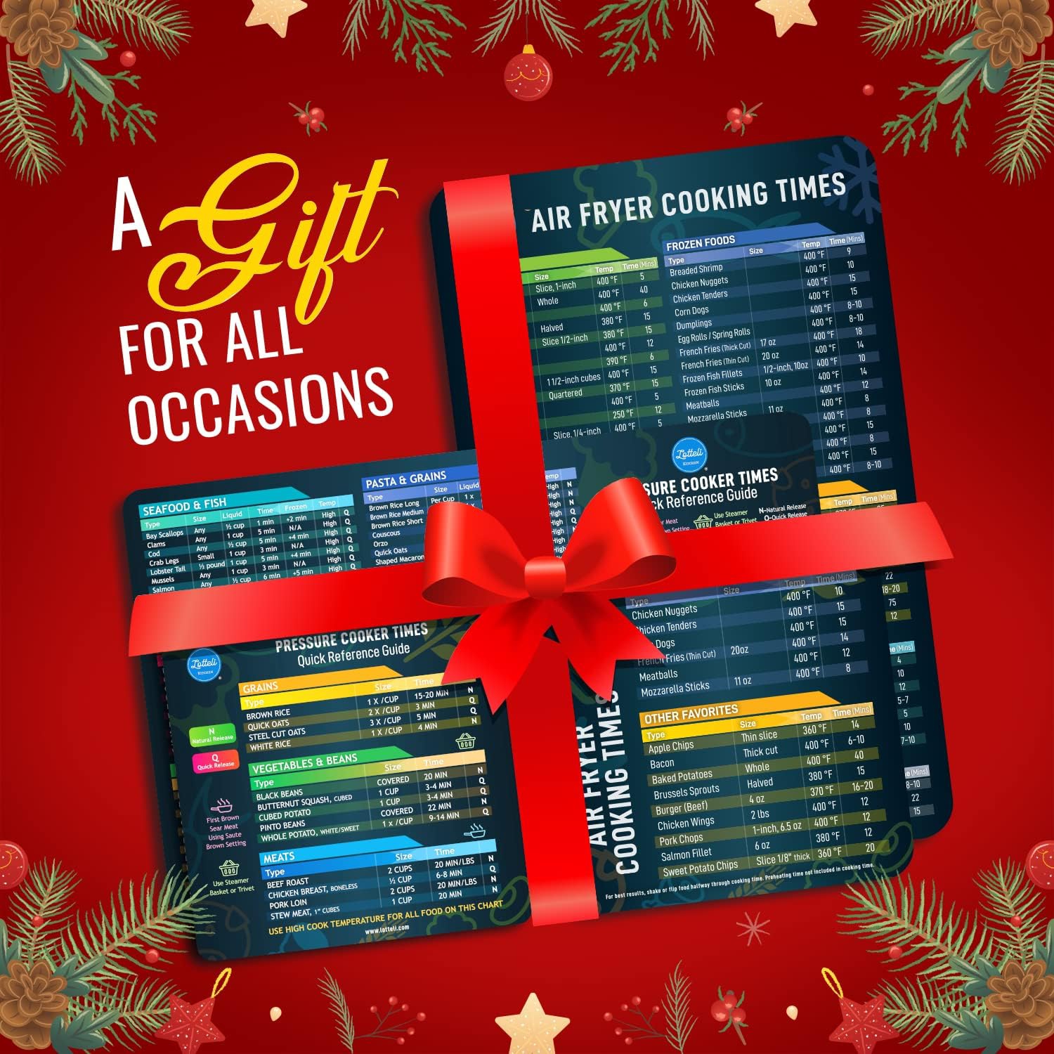 Air Fryer & Pressure Cooker Magnetic Cheat Sheet Set, Air Fryer Accessories Cook Times, Instapot Accessory Magnet Sheet Quick Reference Guide for