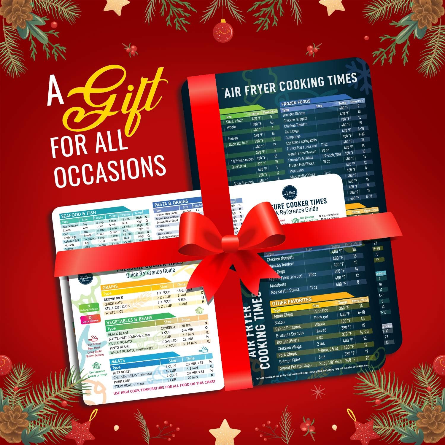 Air Fryer & Pressure Cooker Magnetic Cheat Sheet Set, Air Fryer Accessories Cook Times, Instapot Accessory Magnet Sheet Quick Reference Guide for