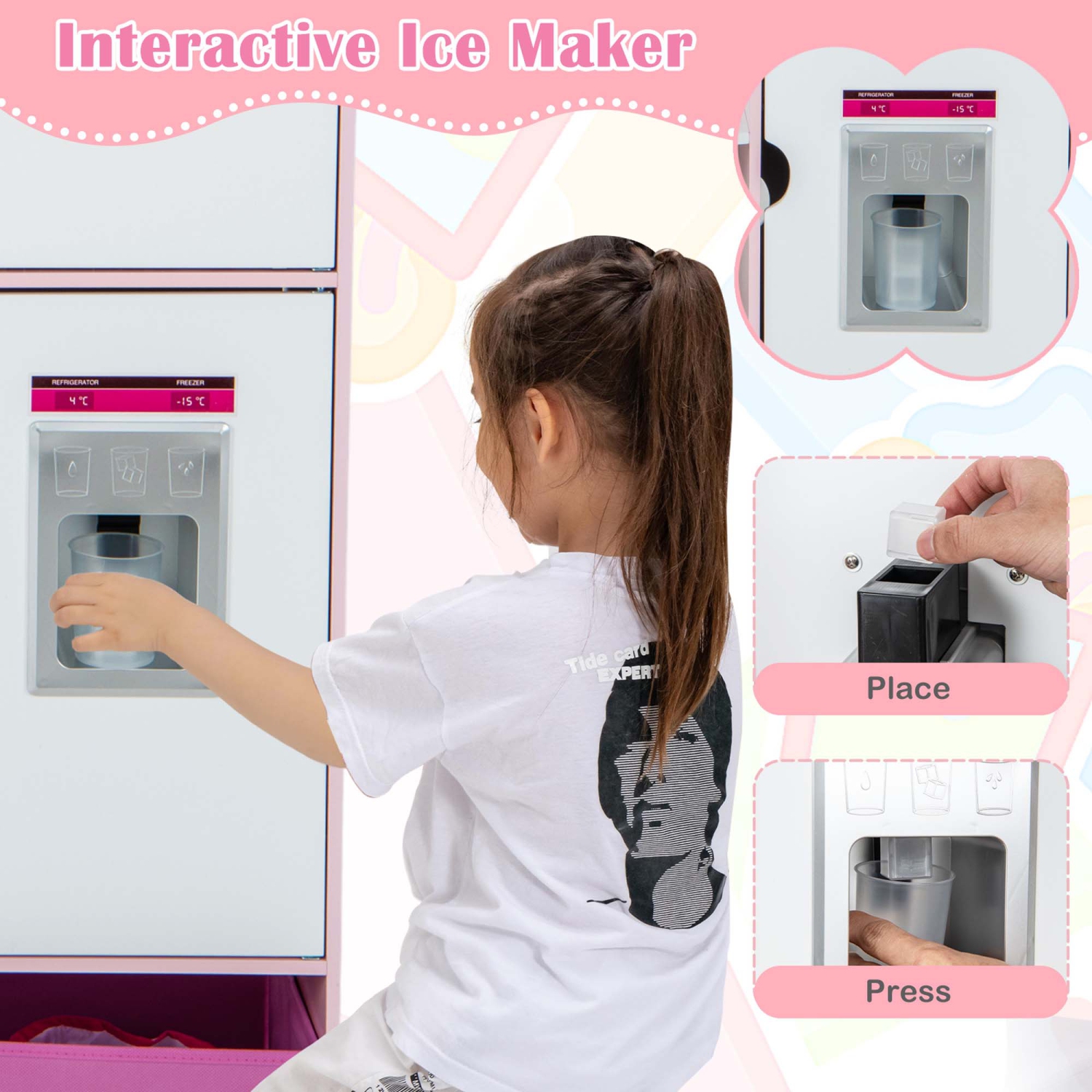 Costway 2-in-1 Kids Kitchen & Market with Realistic Light & Sound 82 Accessories Included