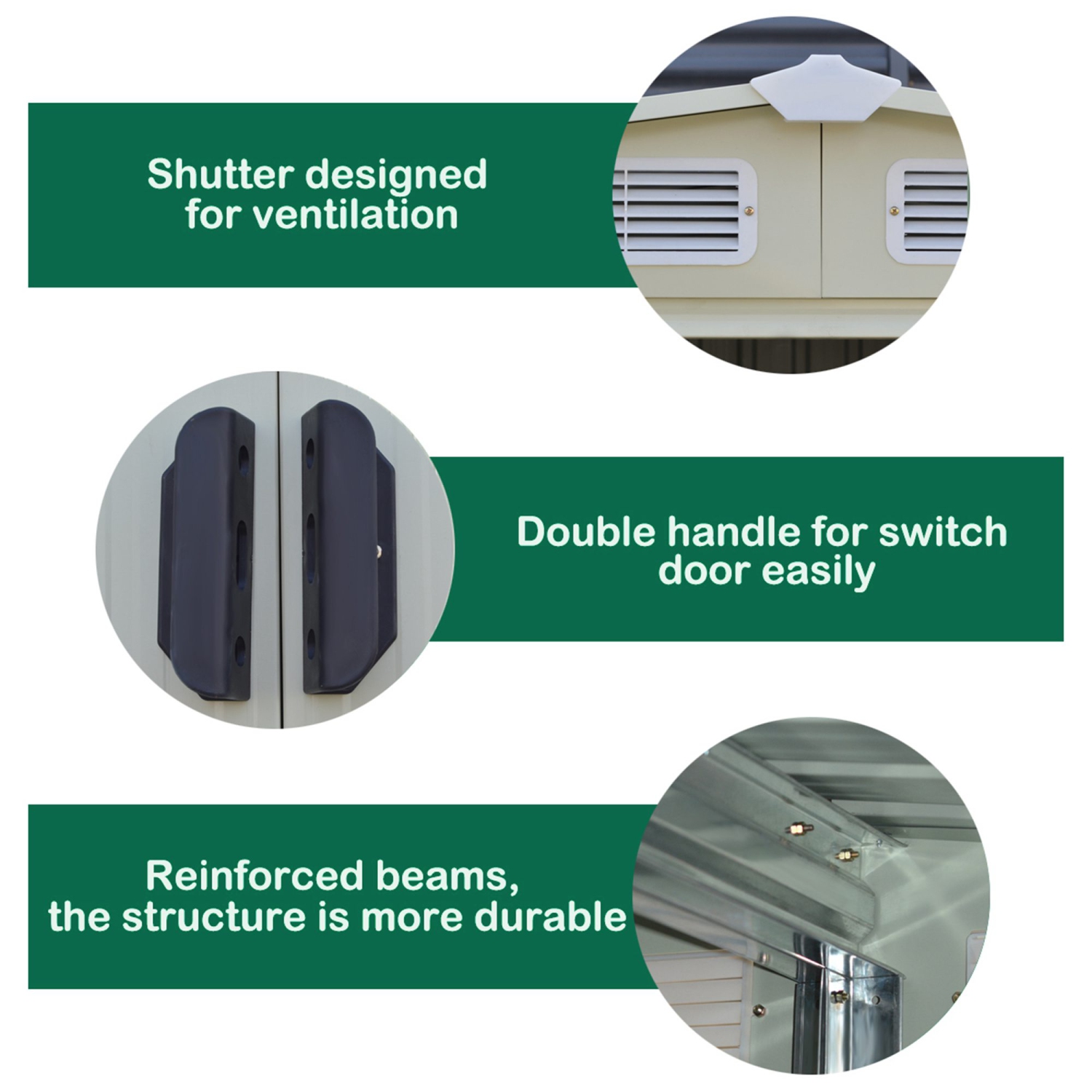 Costway 8.5x8.5FT Outdoor Garden Storage Shed Tool House Sliding Door Galvanized Steel Green