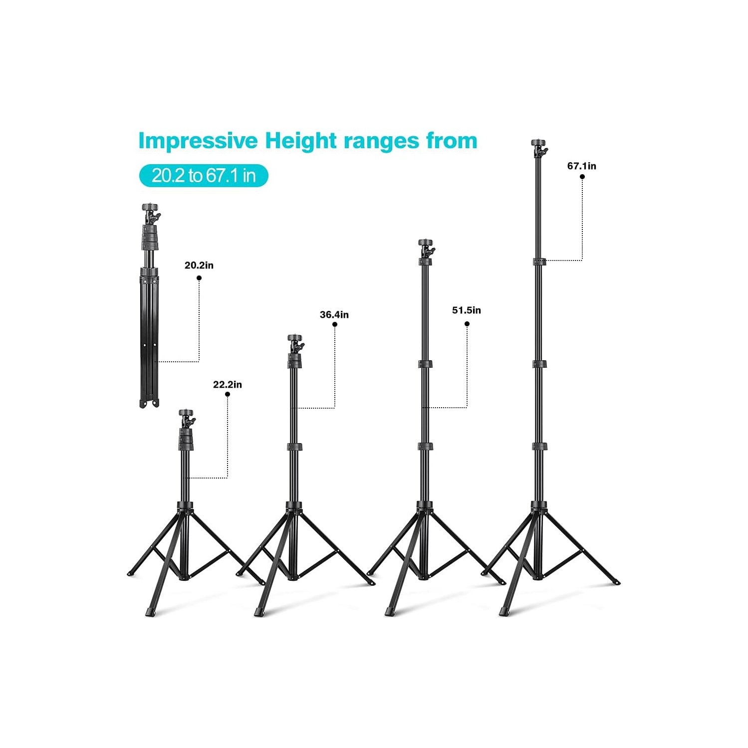 67'' Phone Tripod Stand & Selfie Stick Tripod, Cellphone Tripod with Wireless Remote and Phone Holder, Compatible with All Phones/Cameras