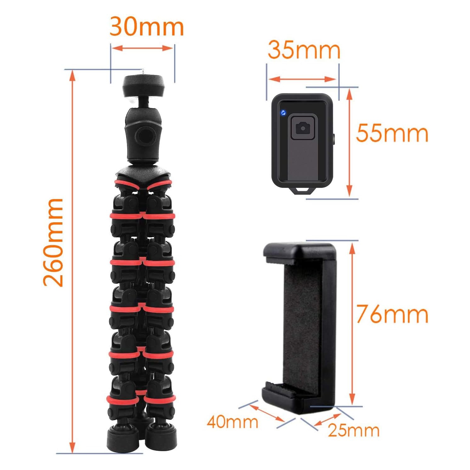 Phone Tripod, Tripod with Wireless Remote Phone Holder Mount Use as iPhone Tripod, Cell Phone Tripod, Camera Tripod for iPhone Gopro