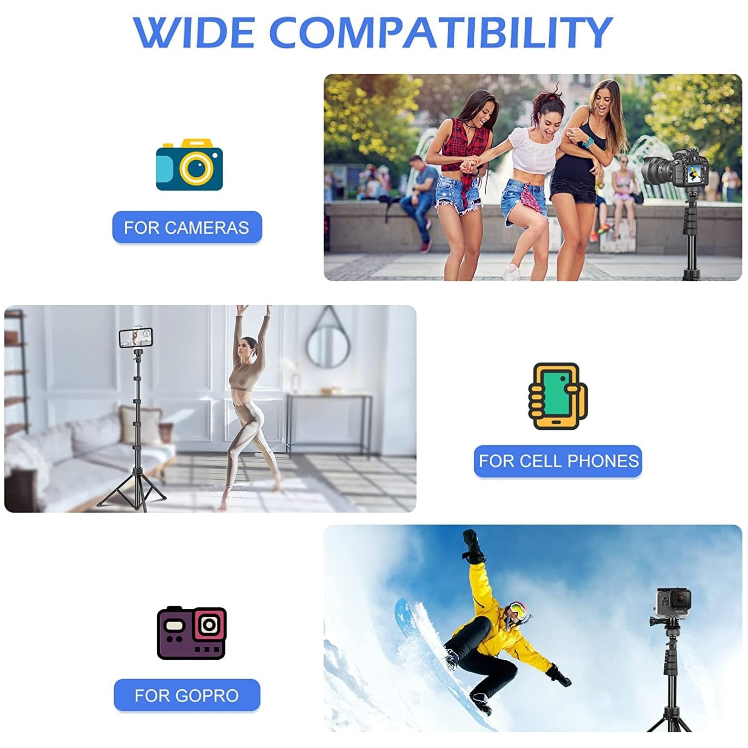 62" Phone Tripod & Selfie Stick,Extendable Cell Phone Tripod Stand with Wireless Remote and Phone Holder, Compatible with iPhone Android Phone, Camera
