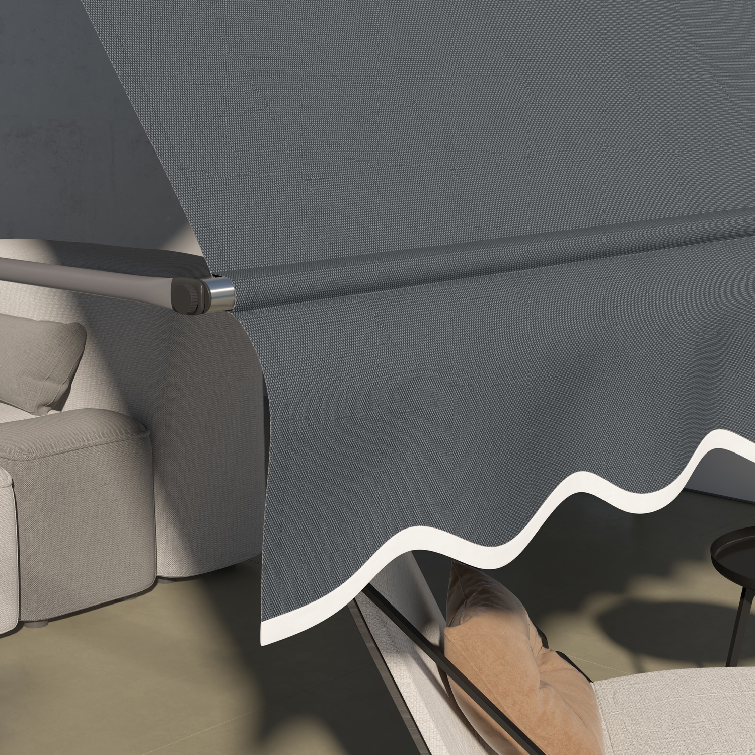 Outsunny 11.5' x 4' Manual Retractable Awning, Non-Screw Freestanding Patio Sun Shade Shelter with Support Stand and UV-resistant fabric for Window,