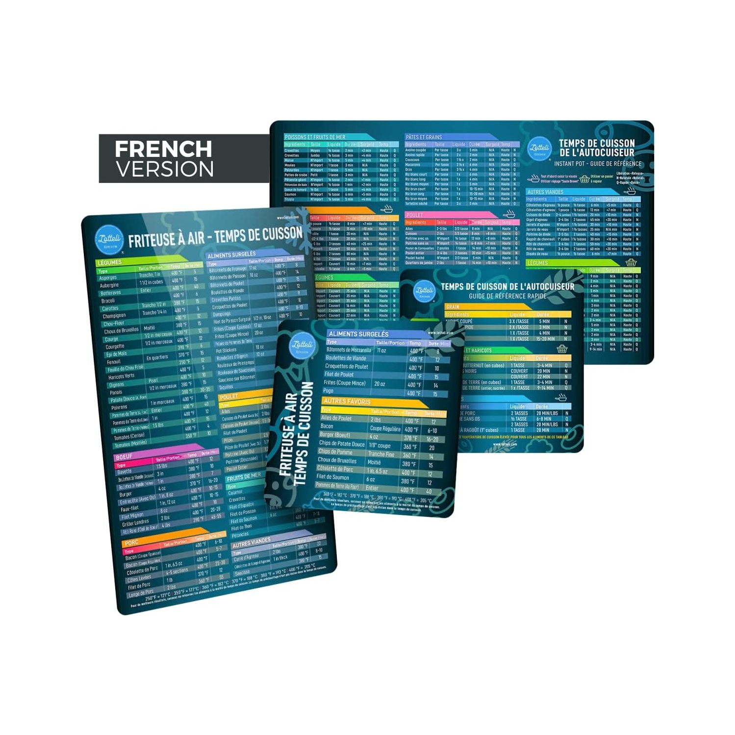 Air Fryer & Pressure Cooker Magnetic Cheat Sheet Set, Friteuse À Air ET L'Autocuiseur Aide-Mémoire, Friteuse À Air Accessoires Magnet Sheet Quick