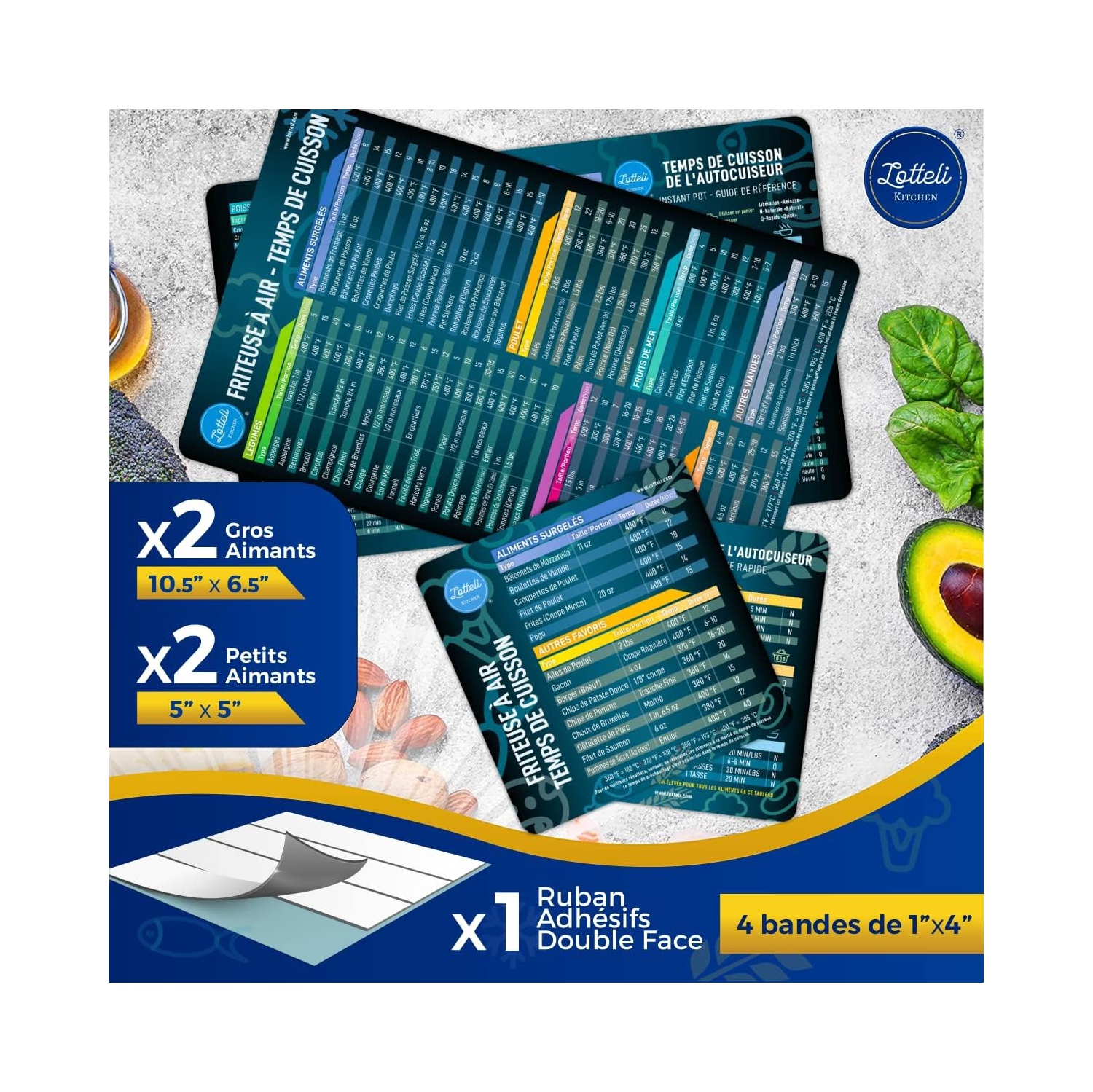 Air Fryer & Pressure Cooker Magnetic Cheat Sheet Set, Friteuse À Air ET L'Autocuiseur Aide-Mémoire, Friteuse À Air Accessoires Magnet Sheet Quick