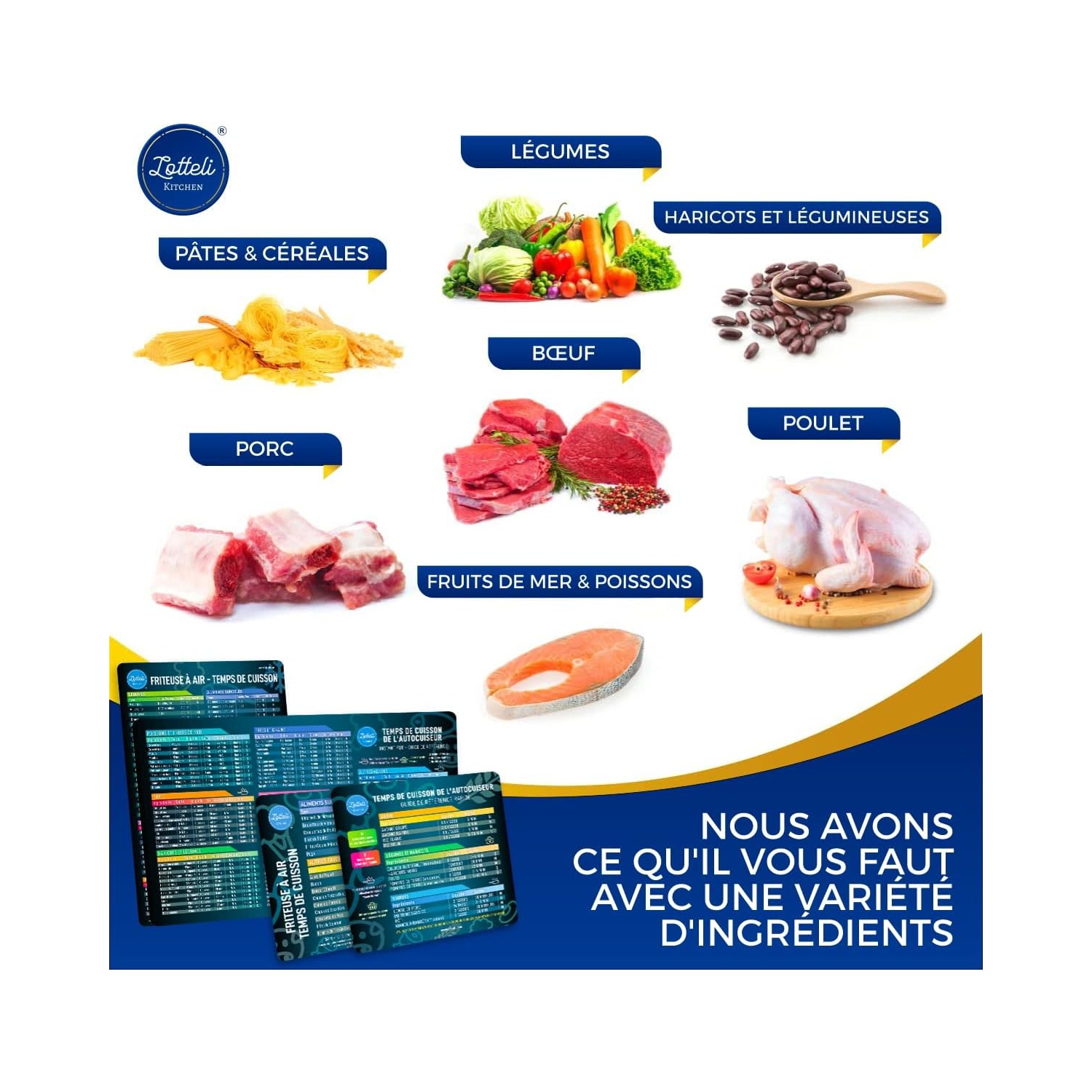 Air Fryer & Pressure Cooker Magnetic Cheat Sheet Set, Friteuse À Air ET L'Autocuiseur Aide-Mémoire, Friteuse À Air Accessoires Magnet Sheet Quick