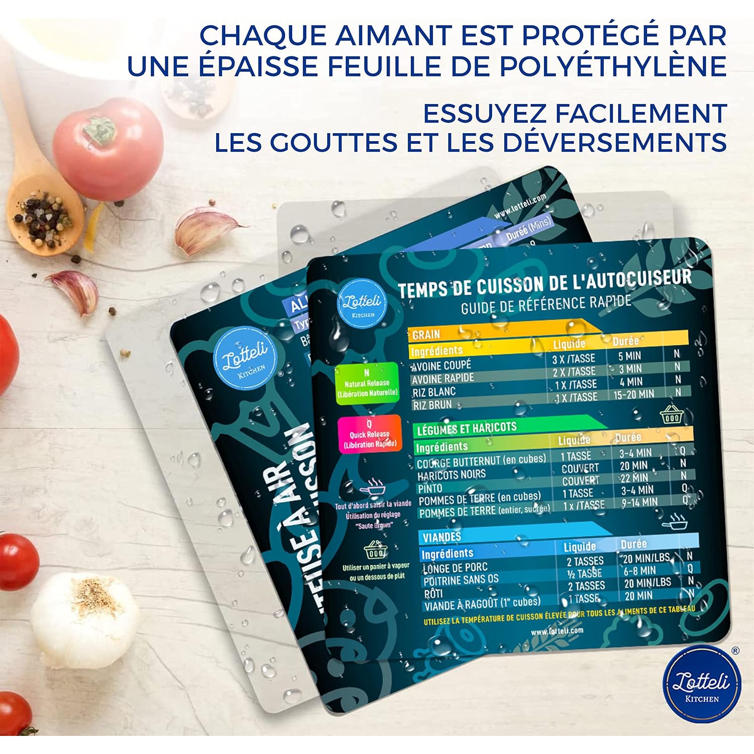 Air Fryer & Pressure Cooker Magnetic Cheat Sheet Set, Friteuse À Air ET L'Autocuiseur Aide-Mémoire, Friteuse À Air Accessoires Magnet Sheet Quick