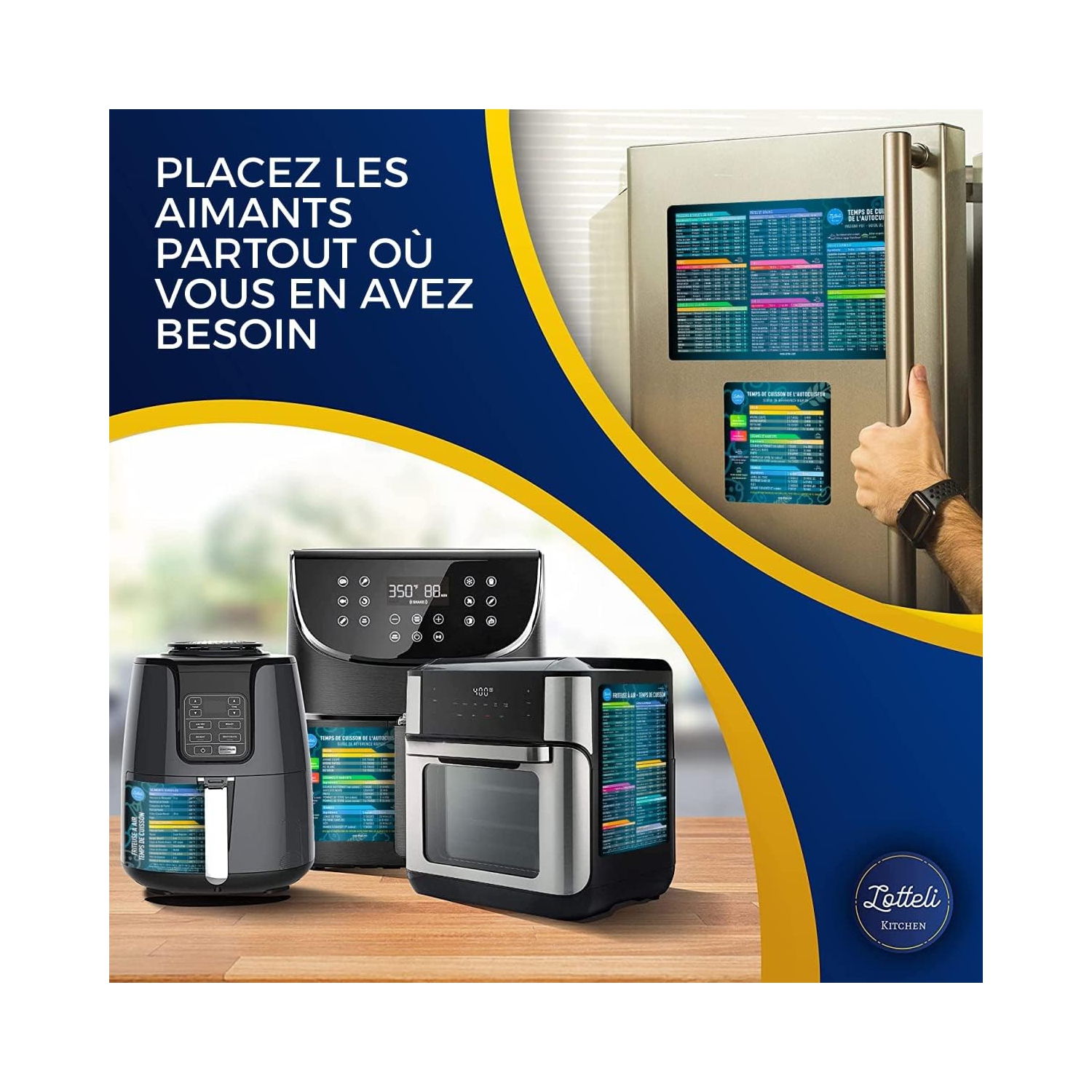 Air Fryer & Pressure Cooker Magnetic Cheat Sheet Set, Friteuse À Air ET L'Autocuiseur Aide-Mémoire, Friteuse À Air Accessoires Magnet Sheet Quick