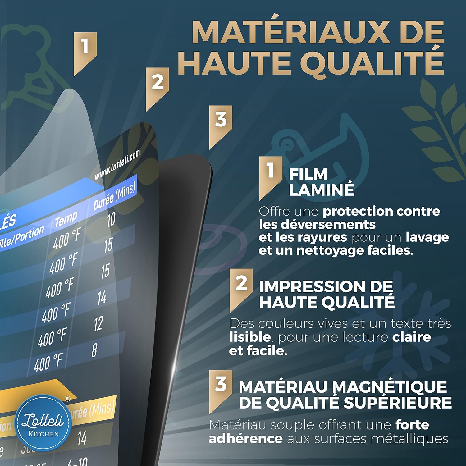 Air Fryer Magnetic Cheat Sheet Set, Friteuse À Air Aide-Mémoire Magnétique, Friteuse À Air Accessoires Magnet Sheet Quick Reference Guide for Cooking