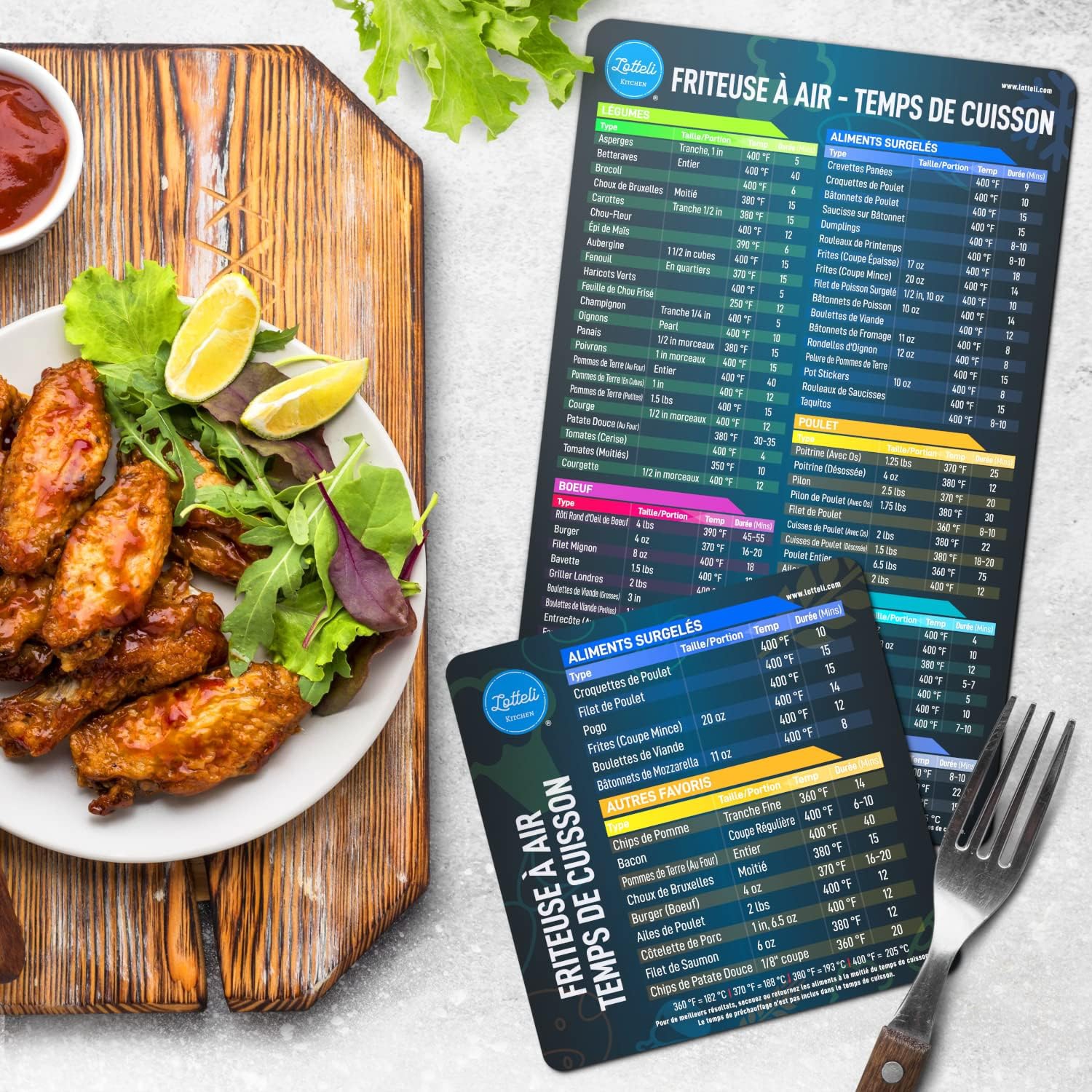 Air Fryer Magnetic Cheat Sheet Set, Friteuse À Air Aide-Mémoire Magnétique, Friteuse À Air Accessoires Magnet Sheet Quick Reference Guide for Cooking