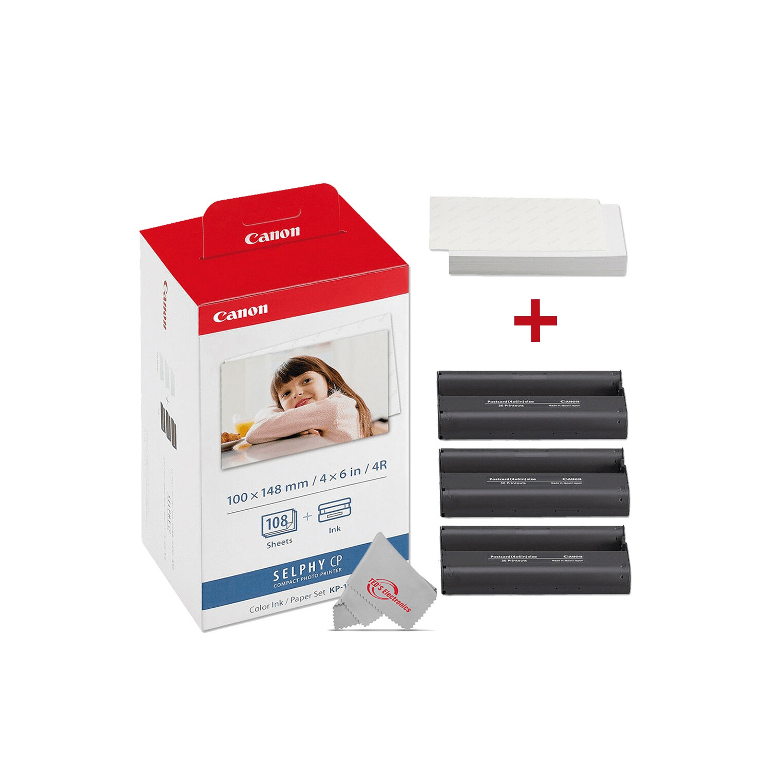 Canon SELPHY CP1500 Compact Photo Printer Black + 3x KP-108IN Paper Set 3115B001